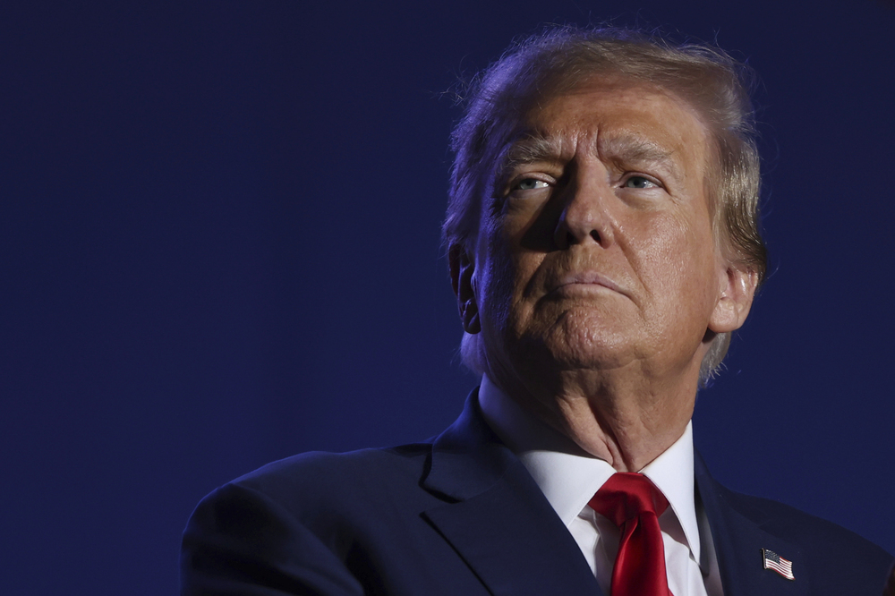 Former President Donald Trump speaks at a campaign rally on Saturday in Durham, N.H. He is at the center of a few key questions that the Supreme Court could take on during the 2024 presidential election. (AP)