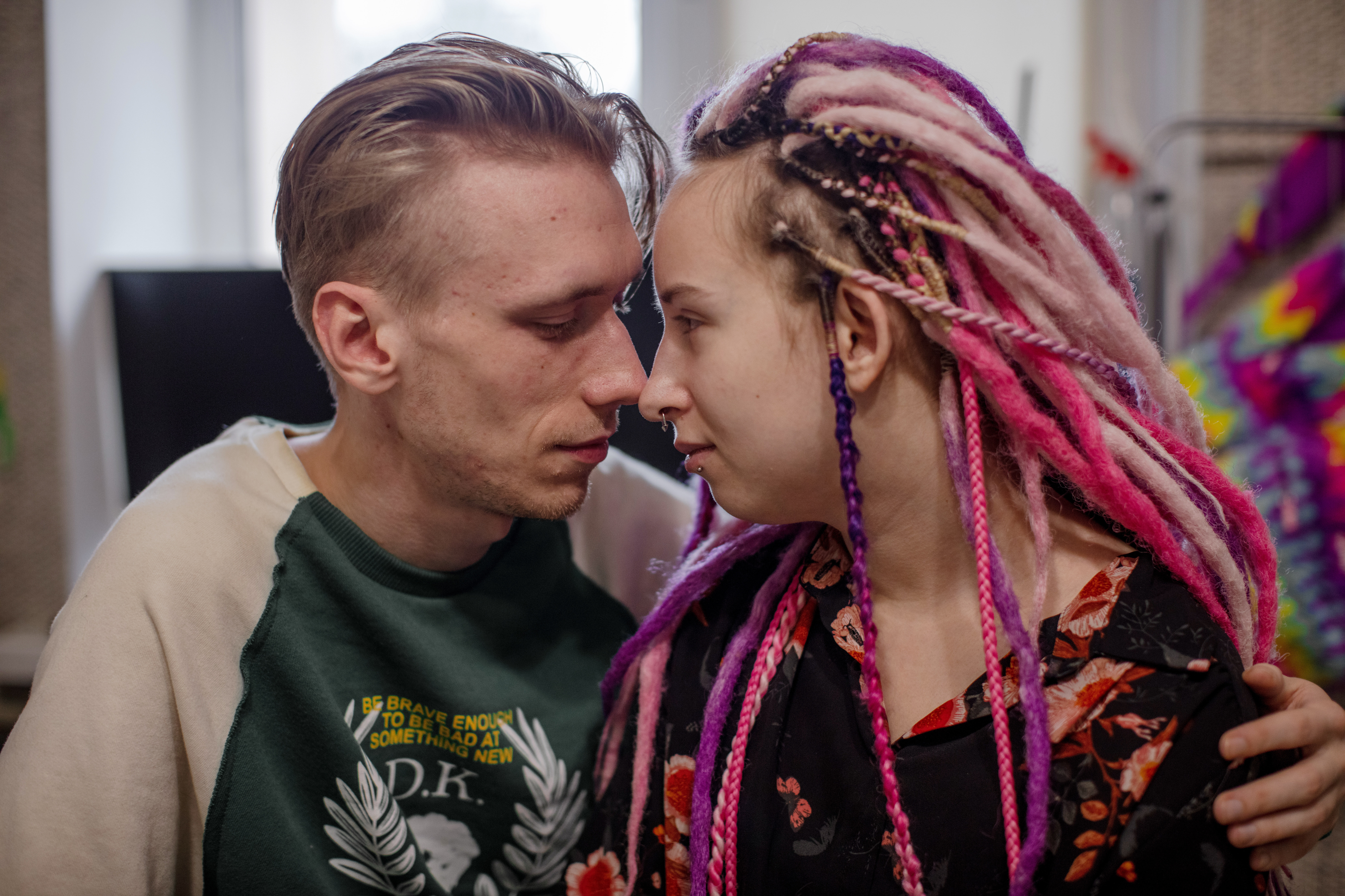 KHARKIV, UKRAINE — Maksim Manakhov, 23, and Lilya Lohyna, 22, fell in love after Russian forces encircled their home of Kharkiv and it became the site of near constant shelling for months. Click here for the full story.