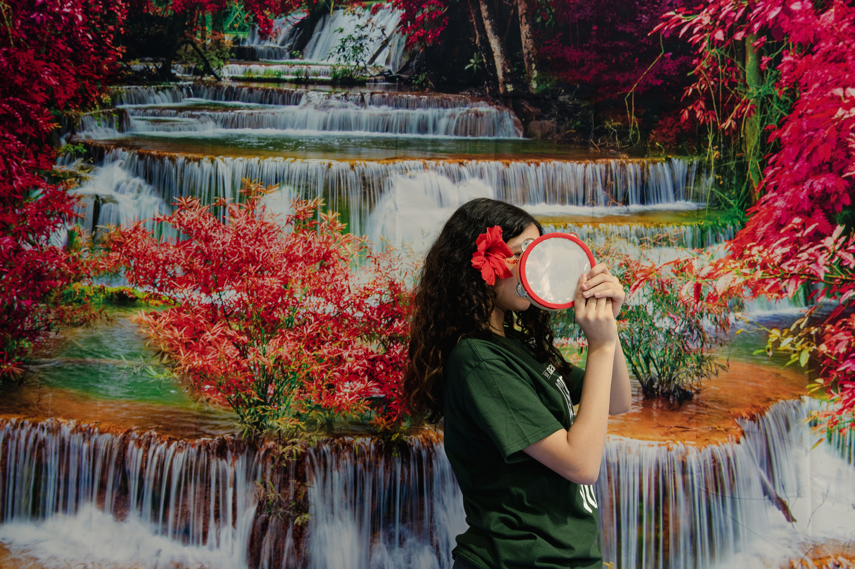 ALEXANDRIA, Va.: A Northern Virginia Juvenile Detention Center resident holds a tambourine after her final performance in Sound Impact's three-day residency. See the story.