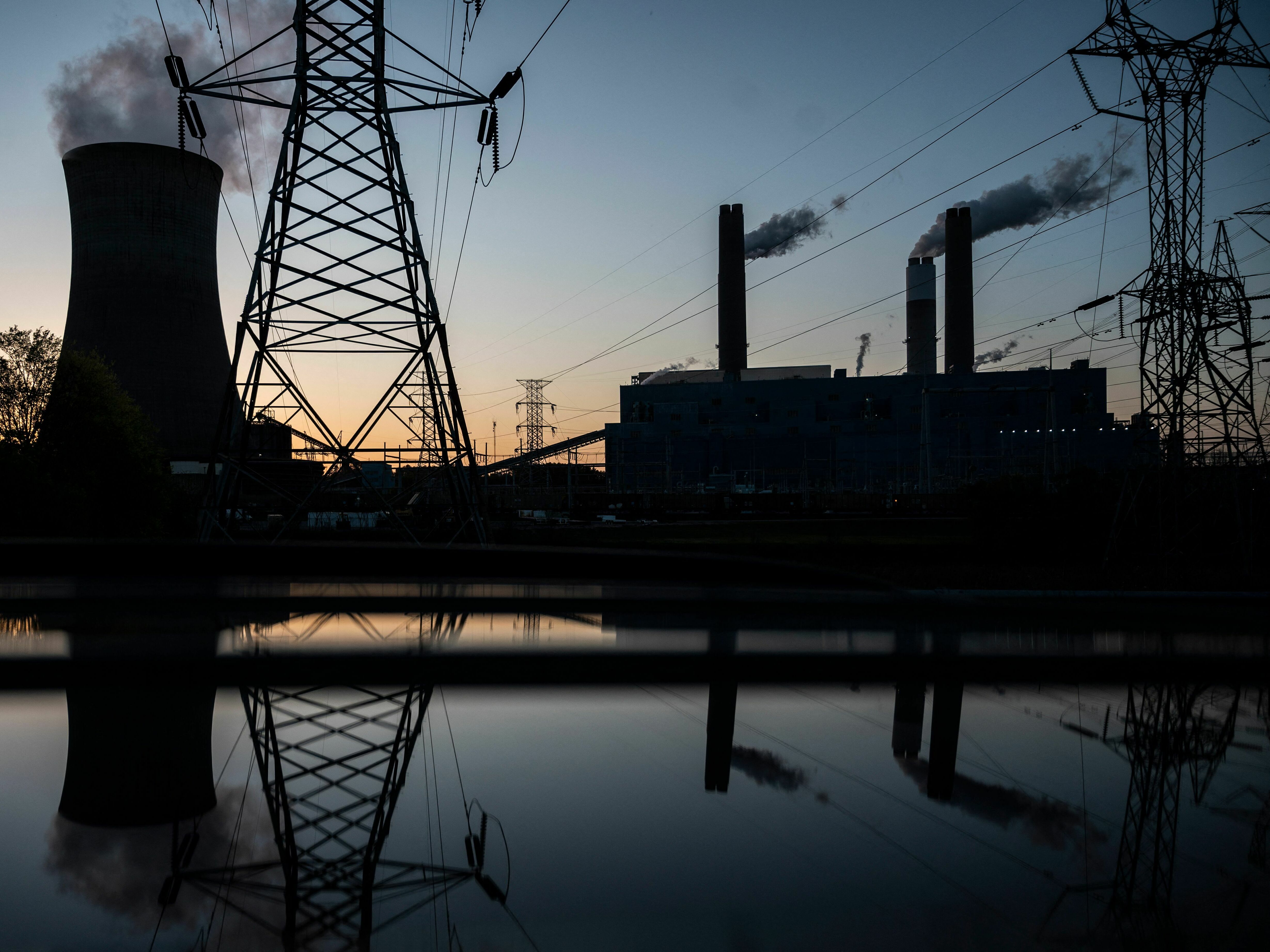 The James H. Miller Jr. Electric Generating Plant in Adamsville, Alabama is a coal-fired facility. In 2023 U.S. greenhouse gas emissions declined 1.9% because less of the country's electricity came from plants like this one. (AFP via Getty Images)