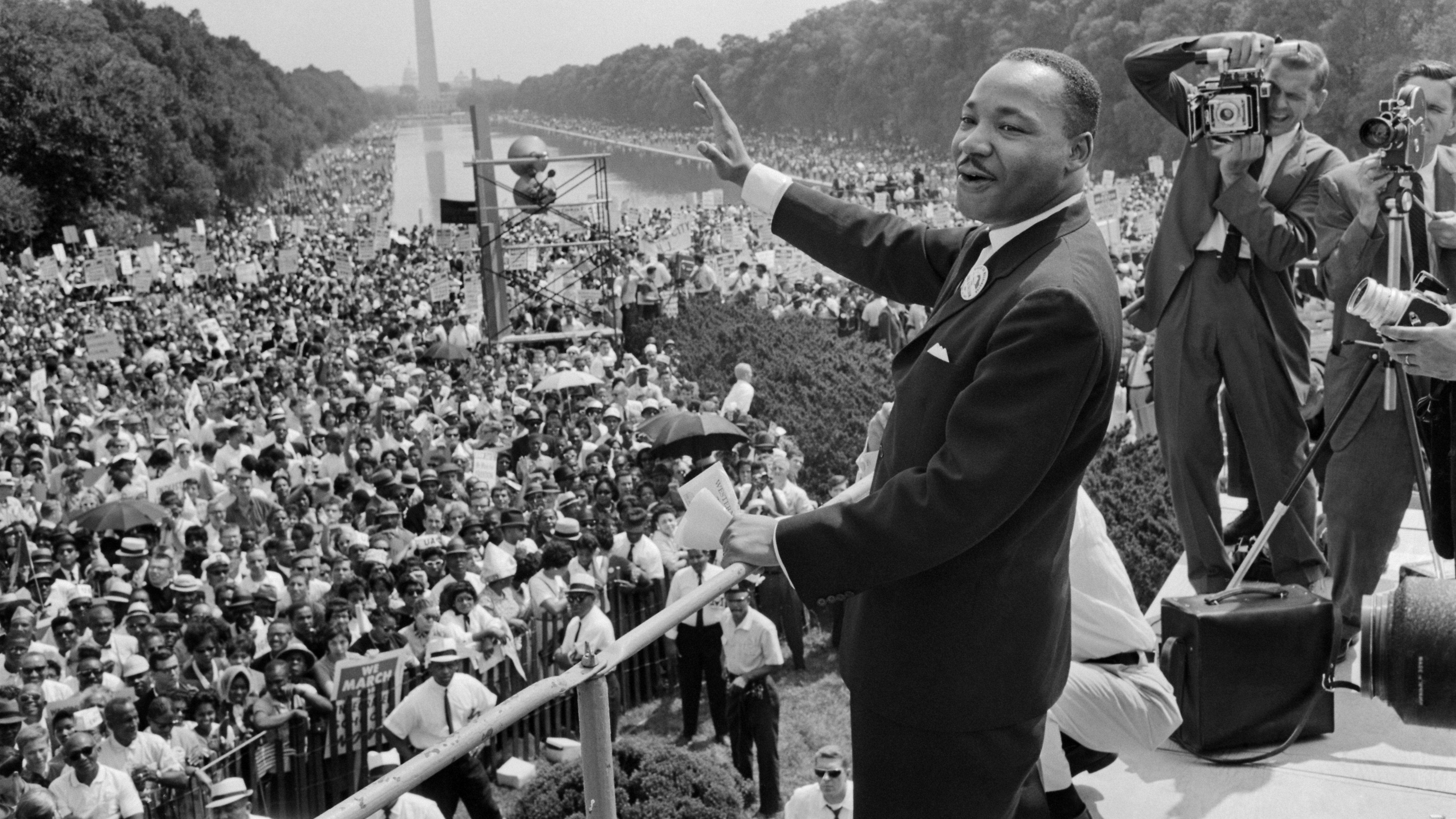 Martin Luther King Jr. stands in front of a crowd in Washington, D.C. (AFP/Getty Images)