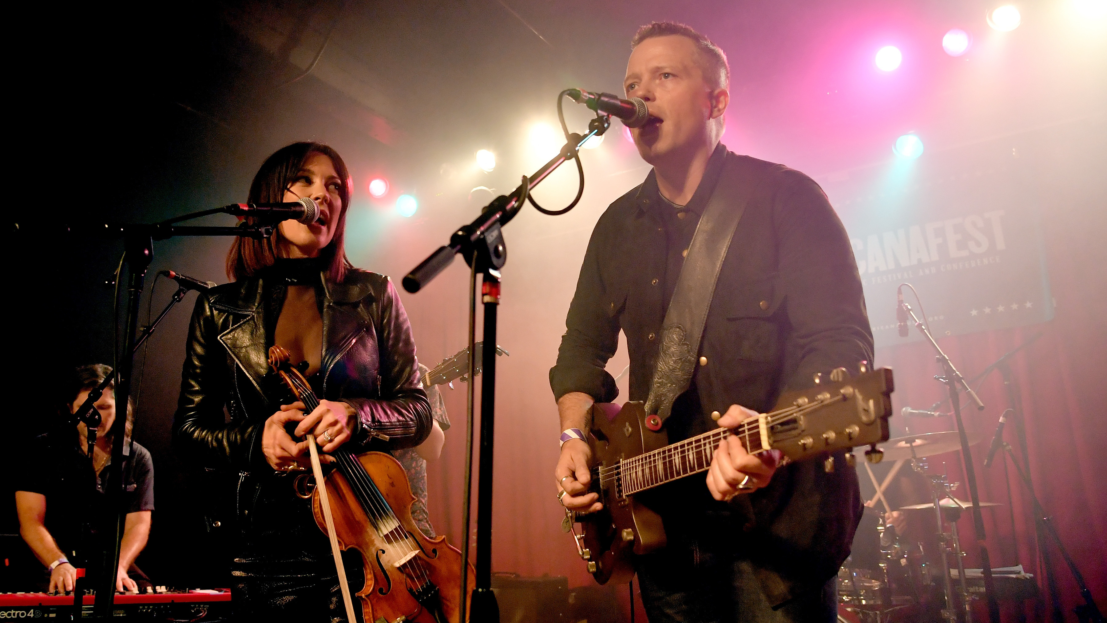 Amanda Shires and Jason Isbell perform onstage during the 19th Annual Americana Music Festival & Conference in Nashville, Tenn.