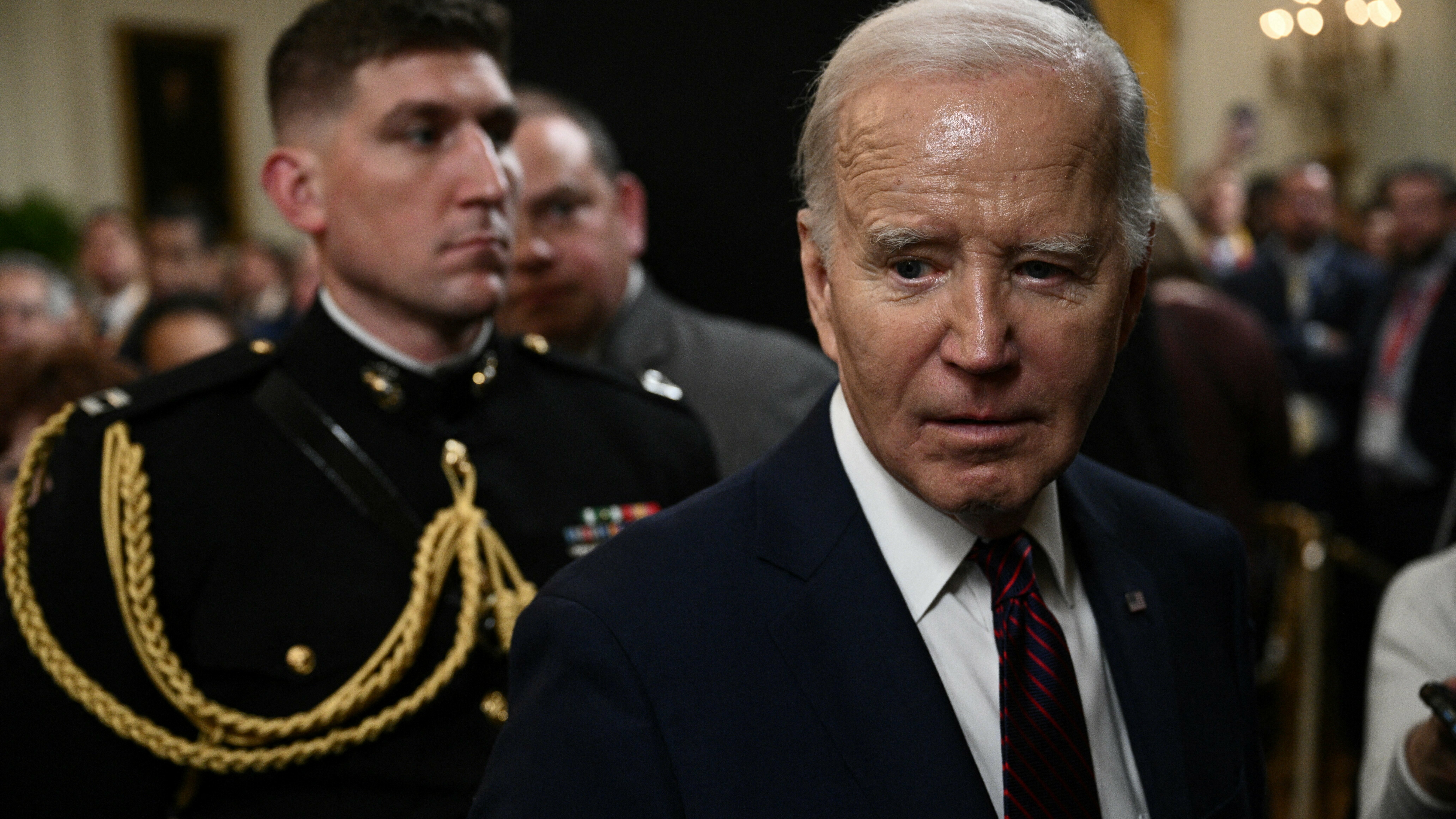 President Biden leaves a White House event on Jan. 19, 2024.