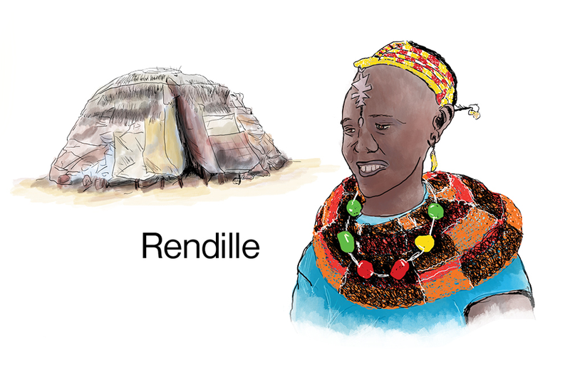 Each person depicted in the poster wears a necklace of beads meant to represent DNA they share with others in the study.