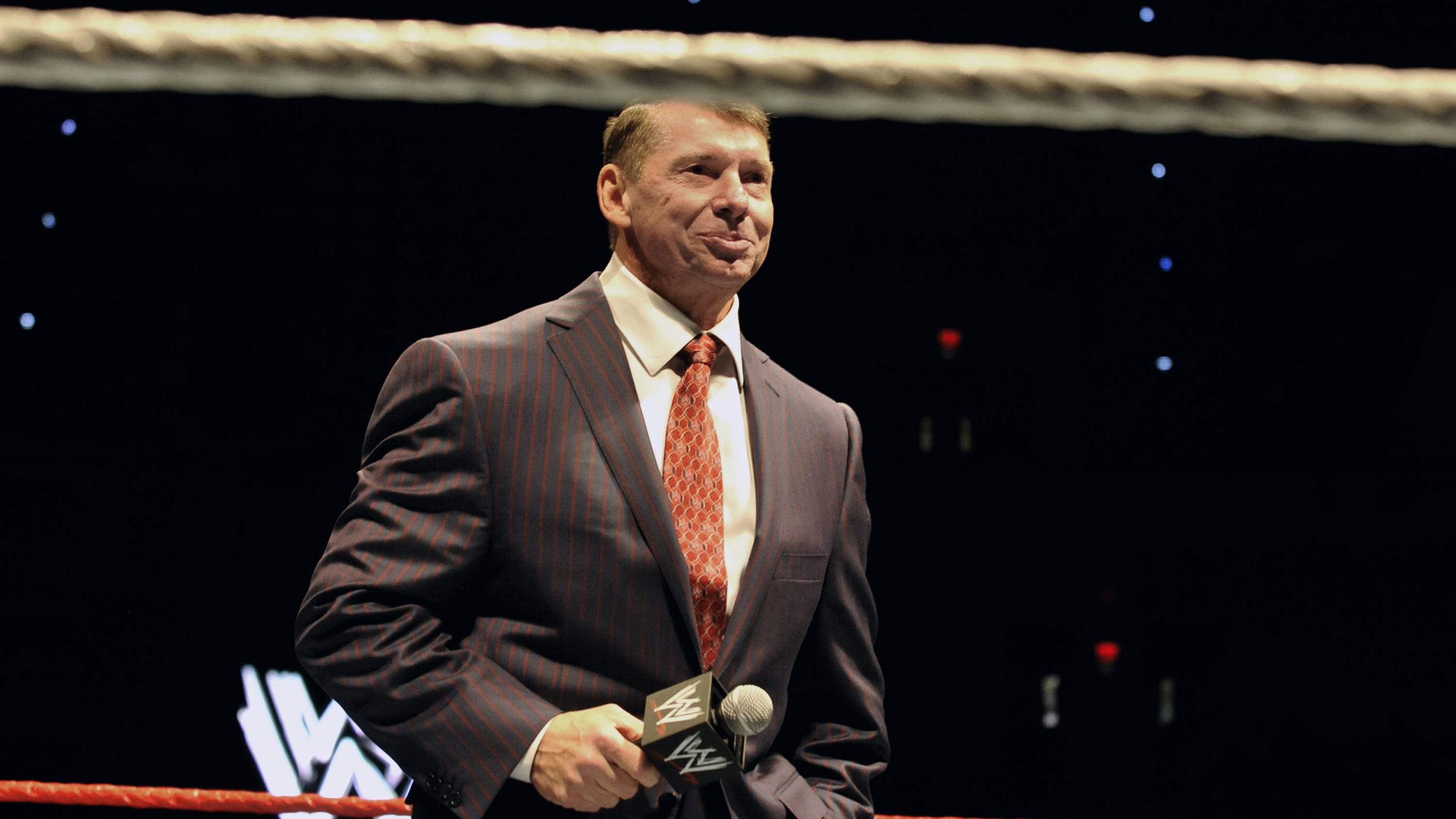WWE chairman and CEO Vince McMahon speaks to an audience during a WWE fan appreciation event, Oct. 30, 2010, in Hartford, Conn.