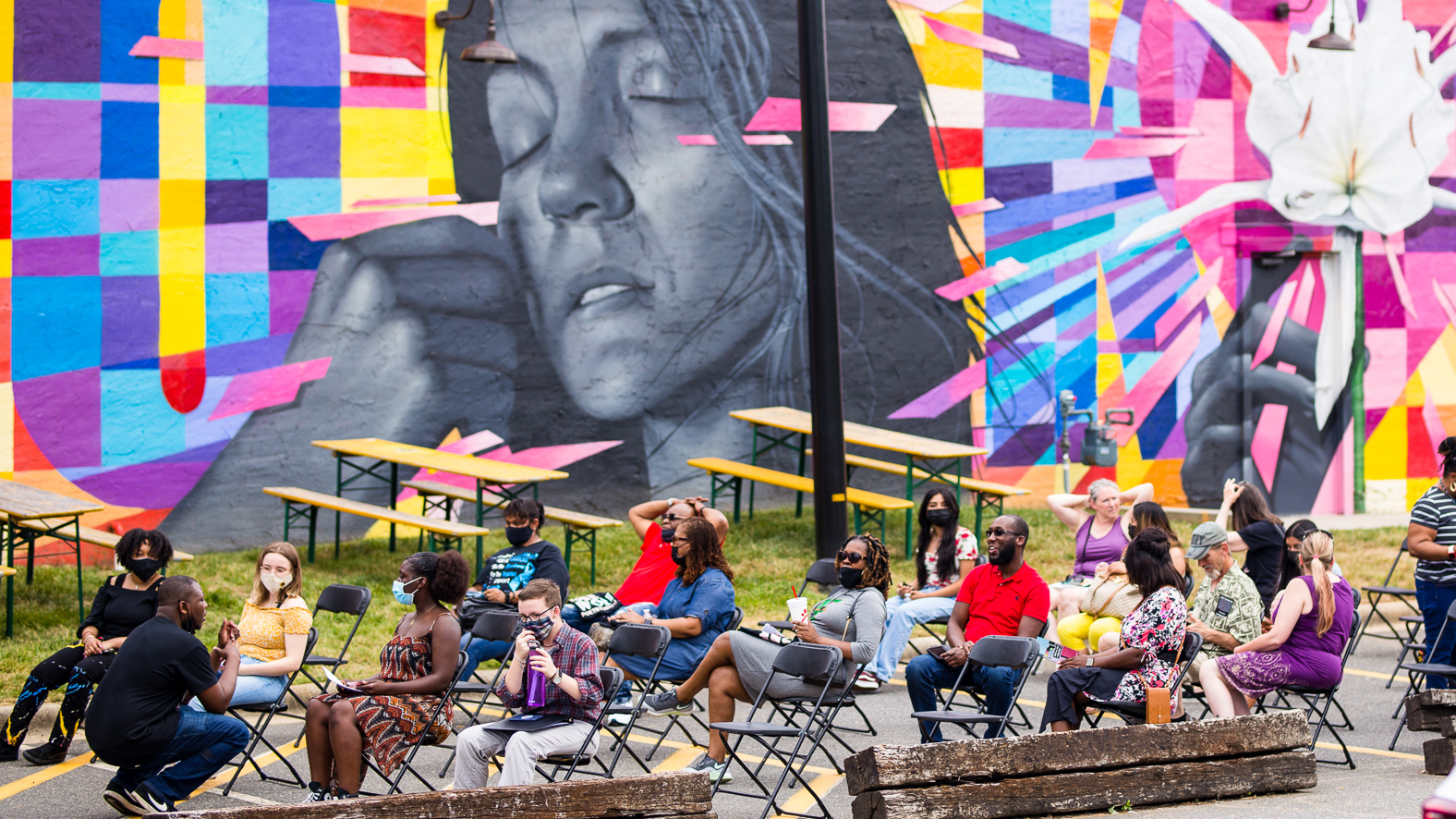 Attendees at the One Word Poetry Festival