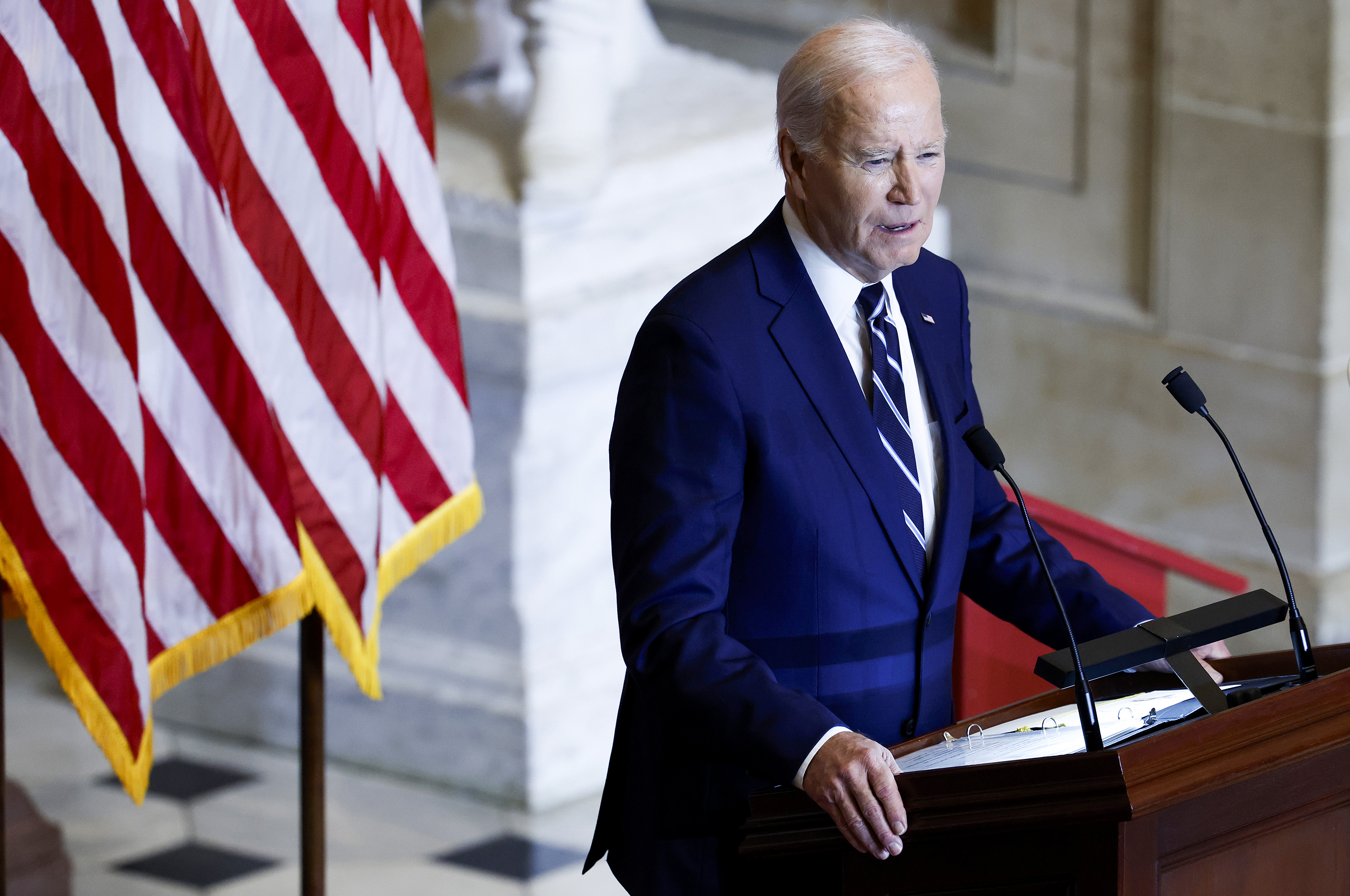 President Biden issued an executive order on Thursday targeting Israeli settlers in the West Bank who have been attacking Palestinians in the occupied territory. (Getty Images)