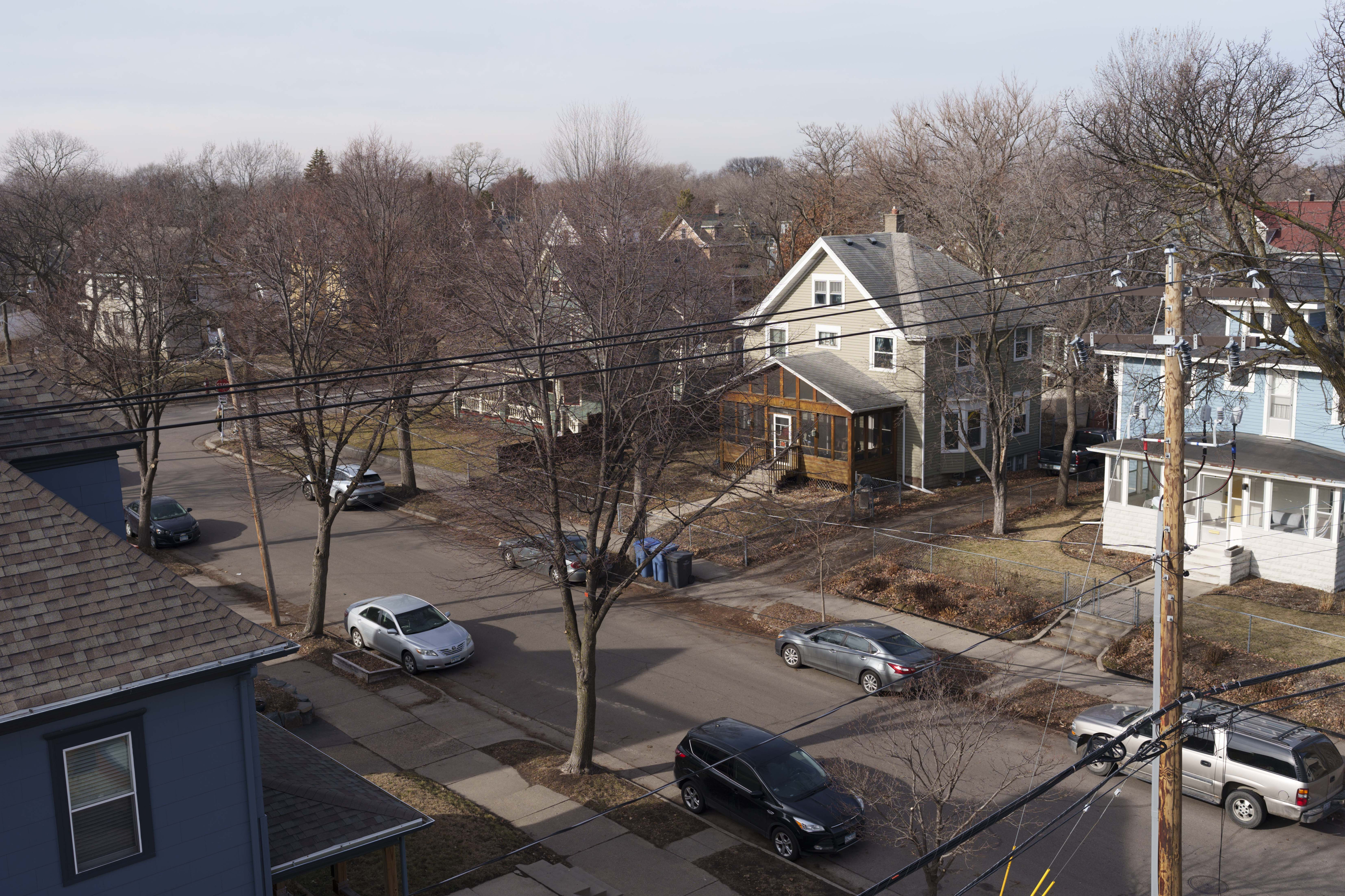 A view of the Kingfield neighborhood from the roof of the Sundial Building, a new 12-unit apartment building in Minneapolis. (Tim Evans for NPR)