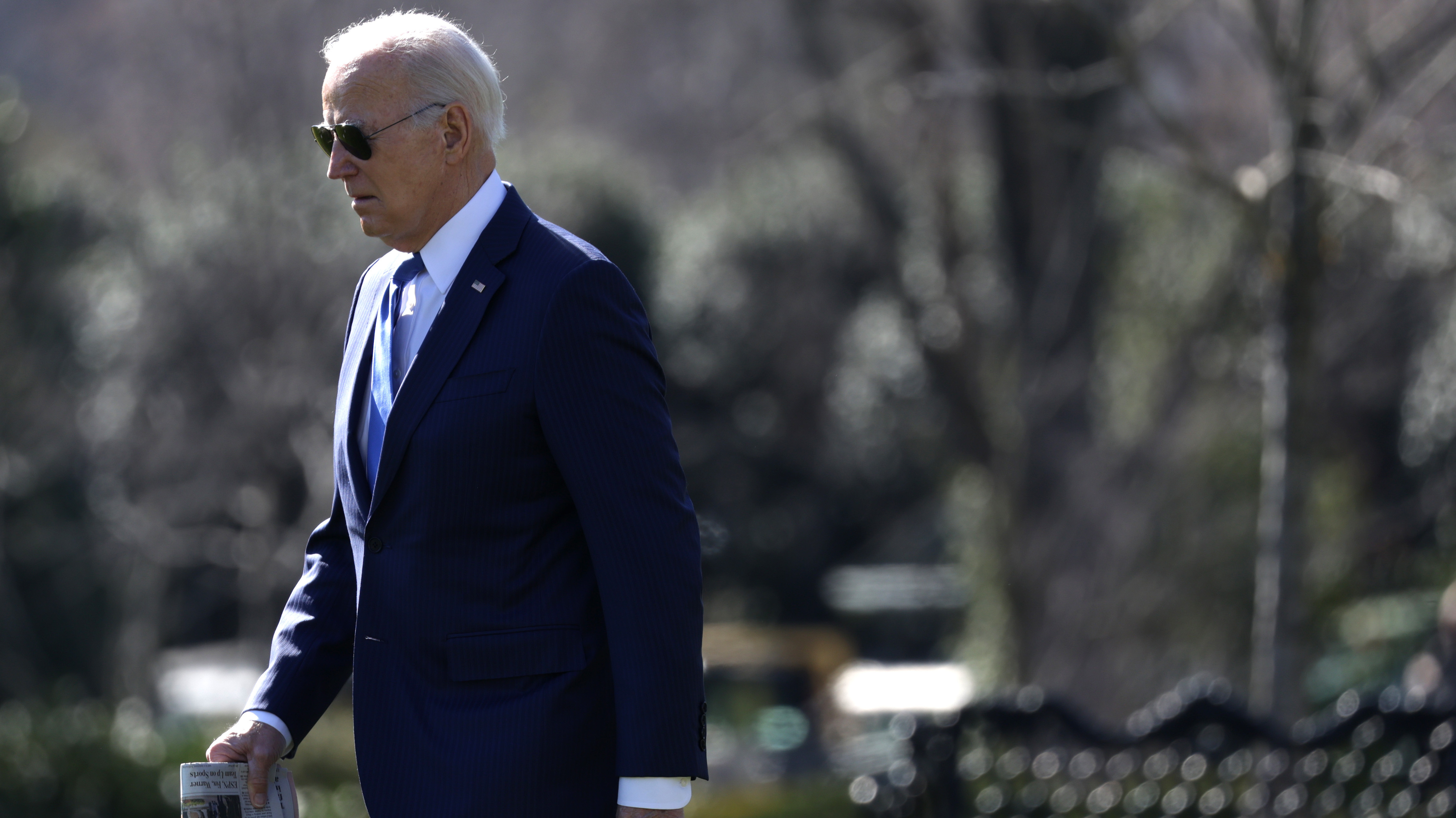 President Biden walks towards to the Marine One prior to a South Lawn departure from the White House on Wednesday. (Getty Images)
