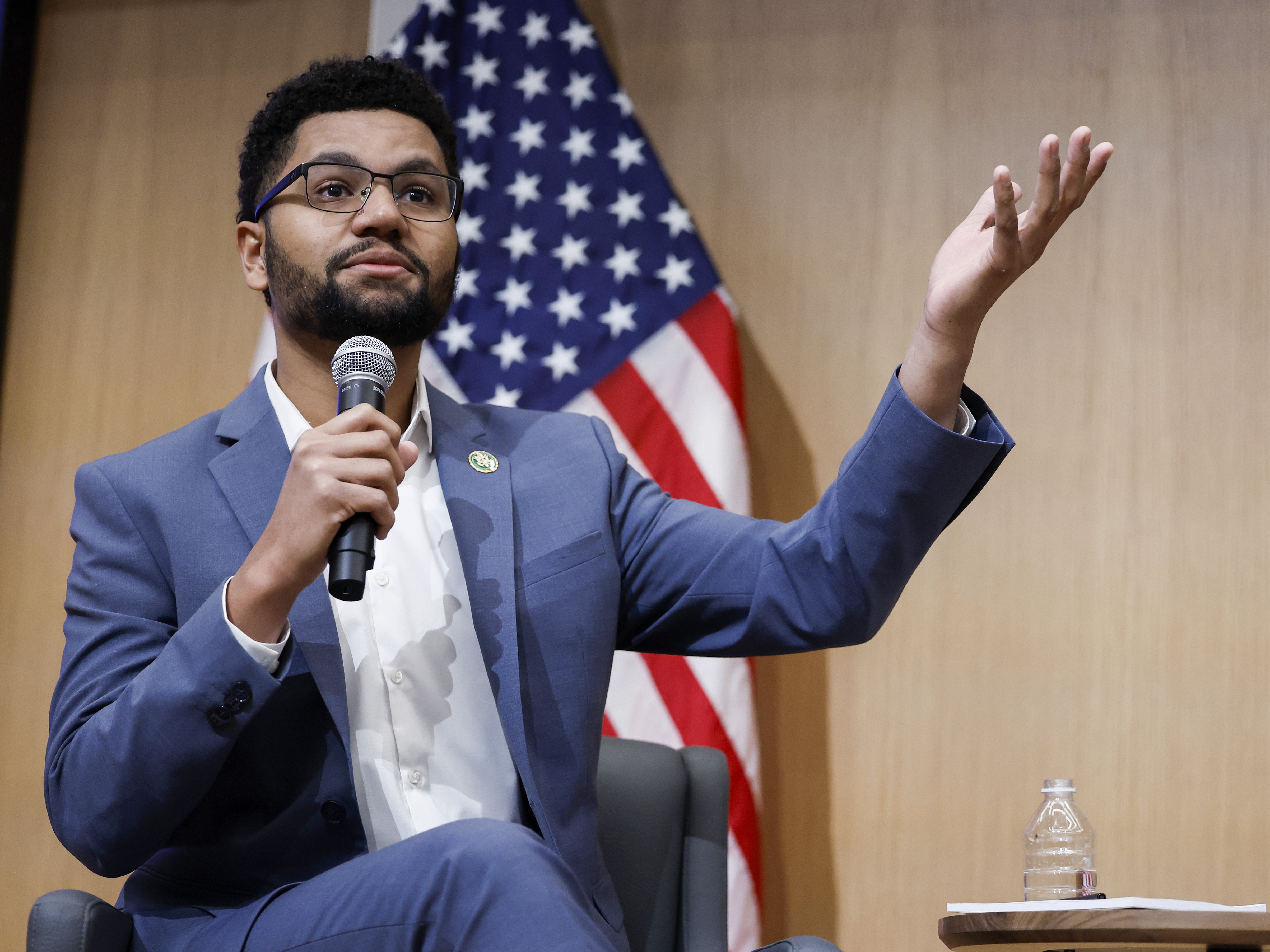 Rep. Maxwell Frost, D-Fla., is among the members using Spanglish — meaning a mix of English and Spanish — to communicate with constituents. (Getty Images)