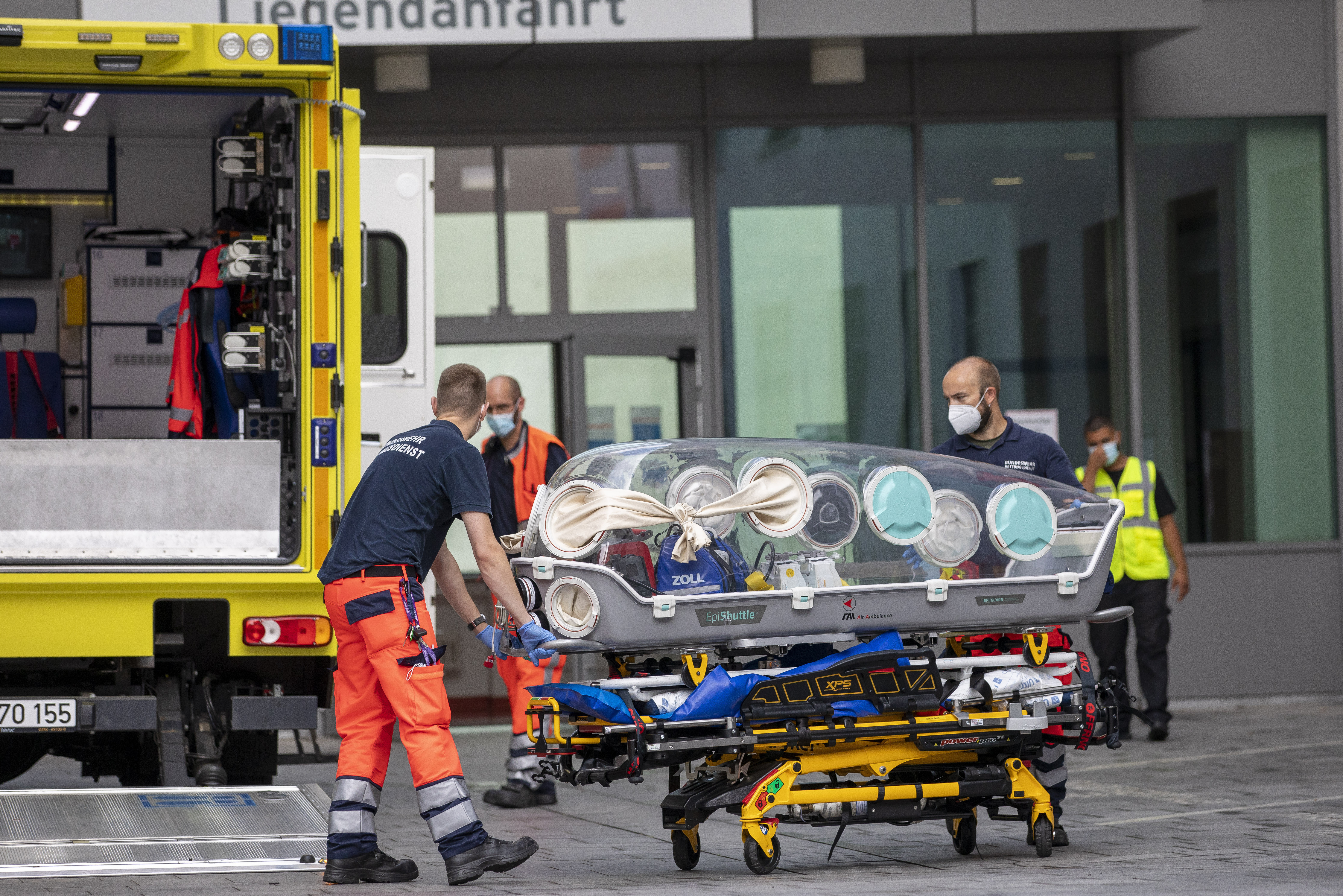Photos: See Russian anti-corruption leader Alexei Navalny's life in pictures 13 August 22, 2020: German army emergency personnel load portable isolation unit into their ambulance that was used to transport Russian opposition figure Alexei Navalny at Charite hospital on in Berlin, Germany. Navalny has arrived in Germany at Charite Hospital in Berlin for treatment for possible poisoning.