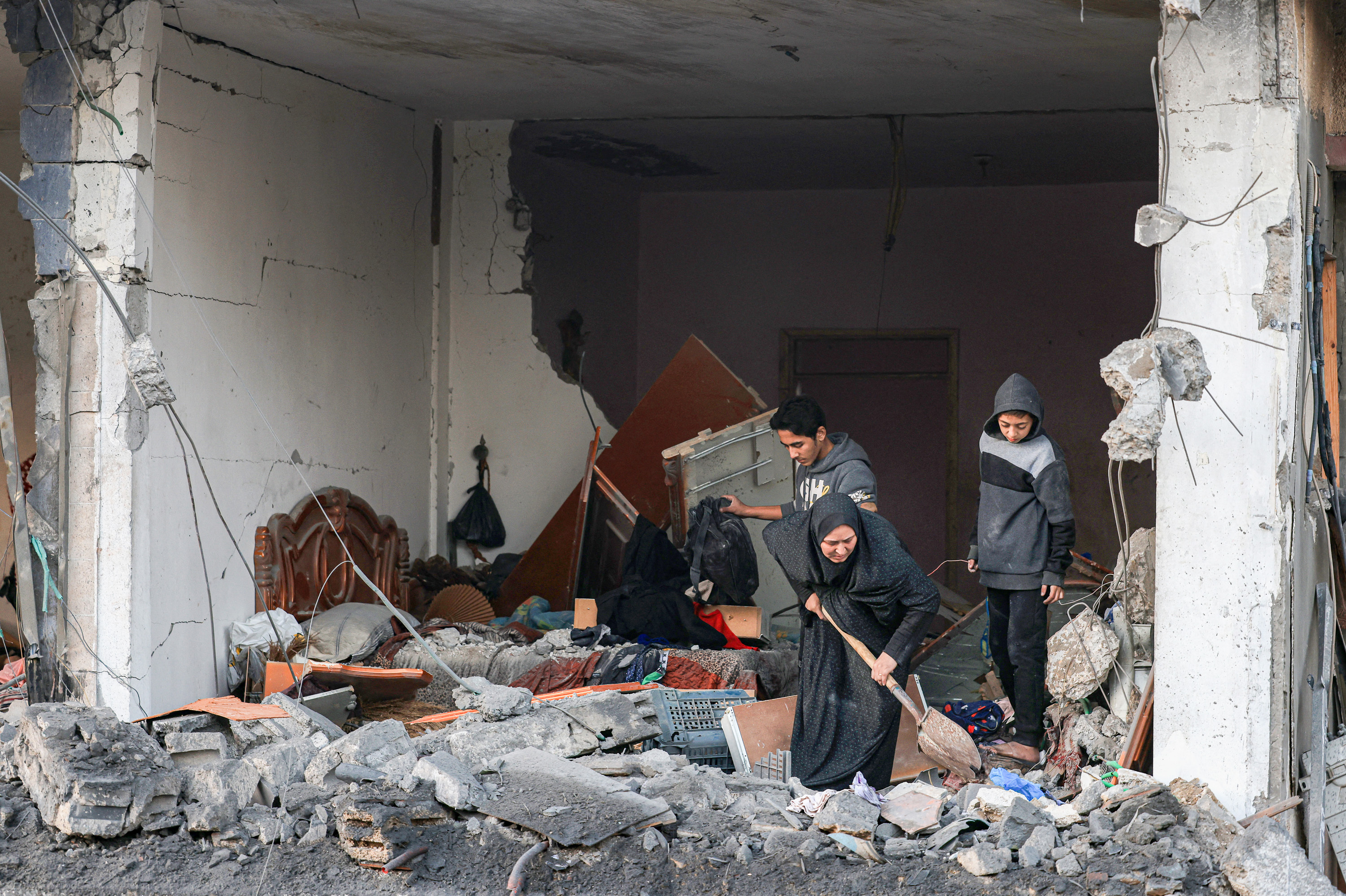 This building in Rafah, in southern Gaza, was destroyed by Israeli bombardment in December. amid continuing battles between Israel and Hamas. (Mahmud Hams/AFP via Getty Images)