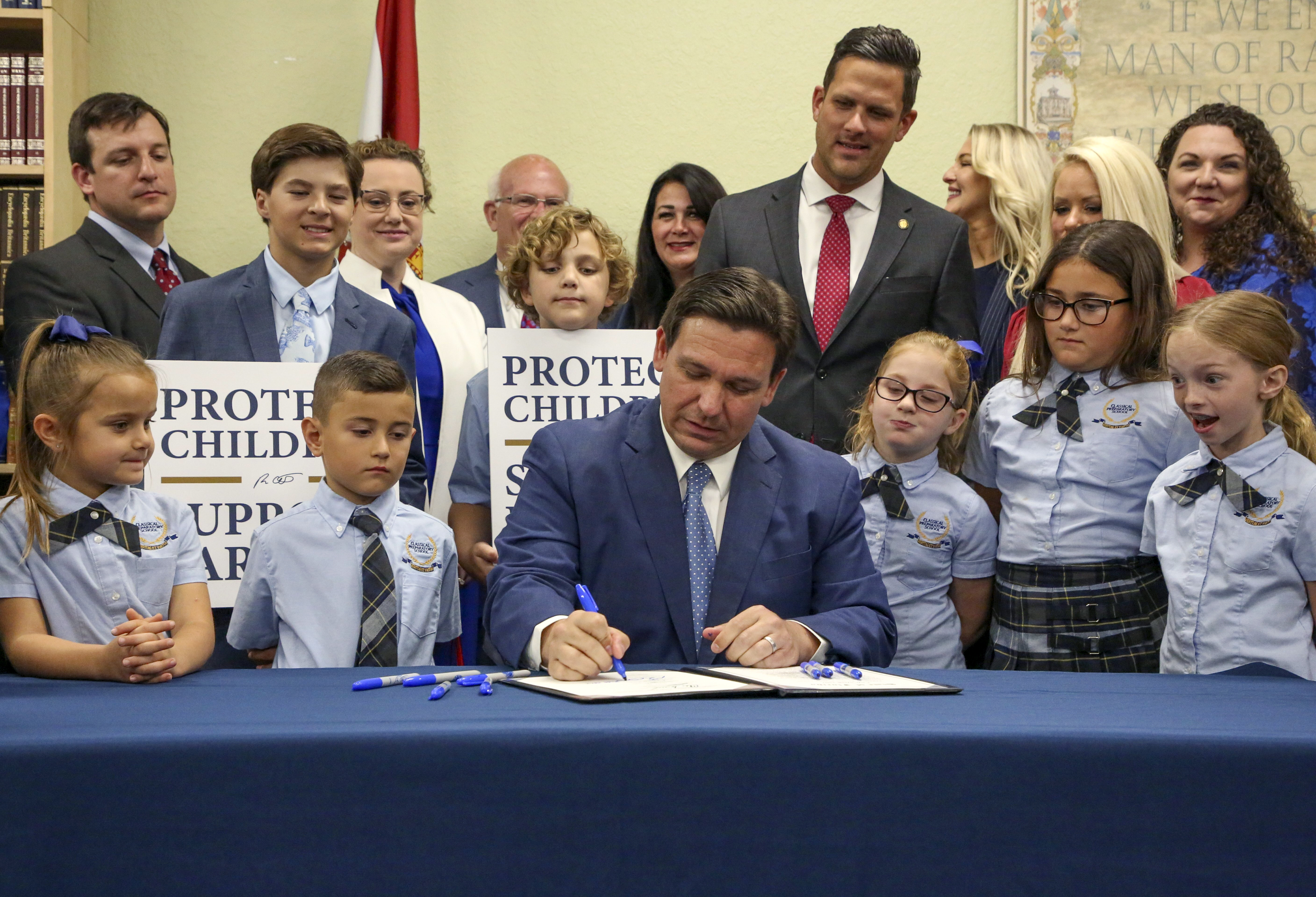 Florida Gov. Ron DeSantis signs the Parental Rights in Education bill, also known as the "Don