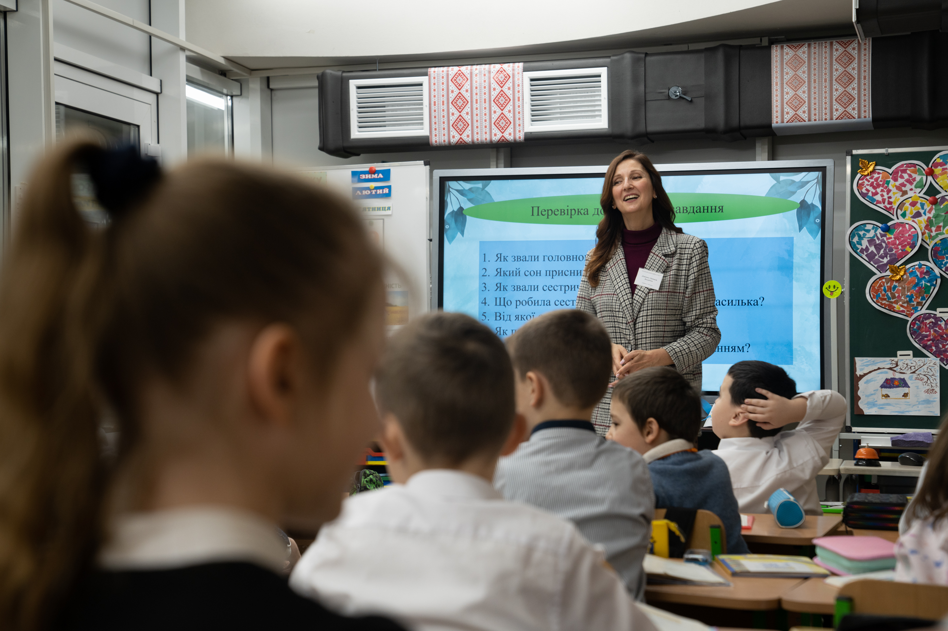 Ukraine's Kharkiv moves classrooms underground so kids survive Russian attacks 4 Liudmyla Demchenko teaches in the classroom at the underground school in Kharkiv.