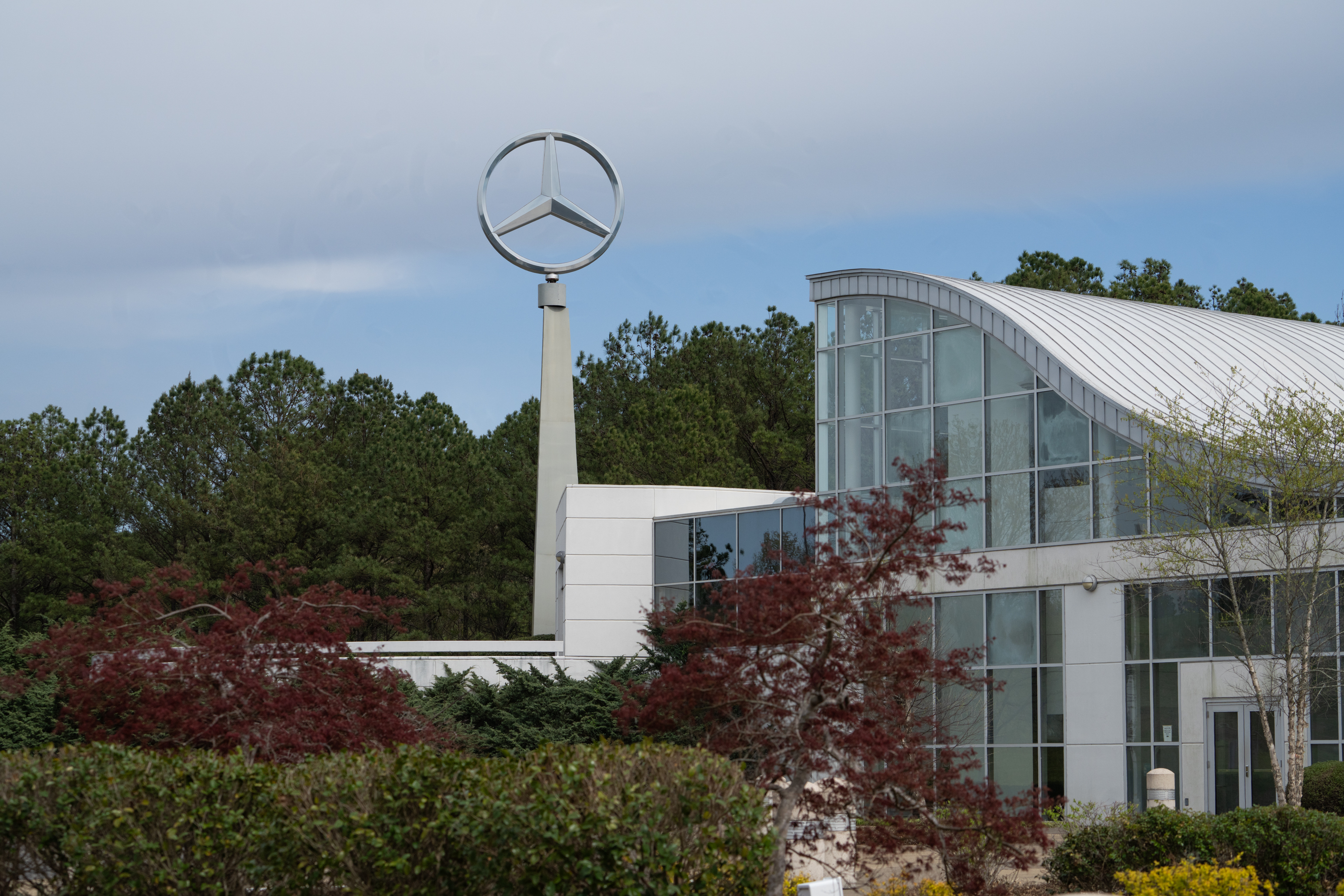 The Mercedes-Benz training center sits adjacent to the plant that produces several models of luxury SUVs in Vance, Ala. (NPR)