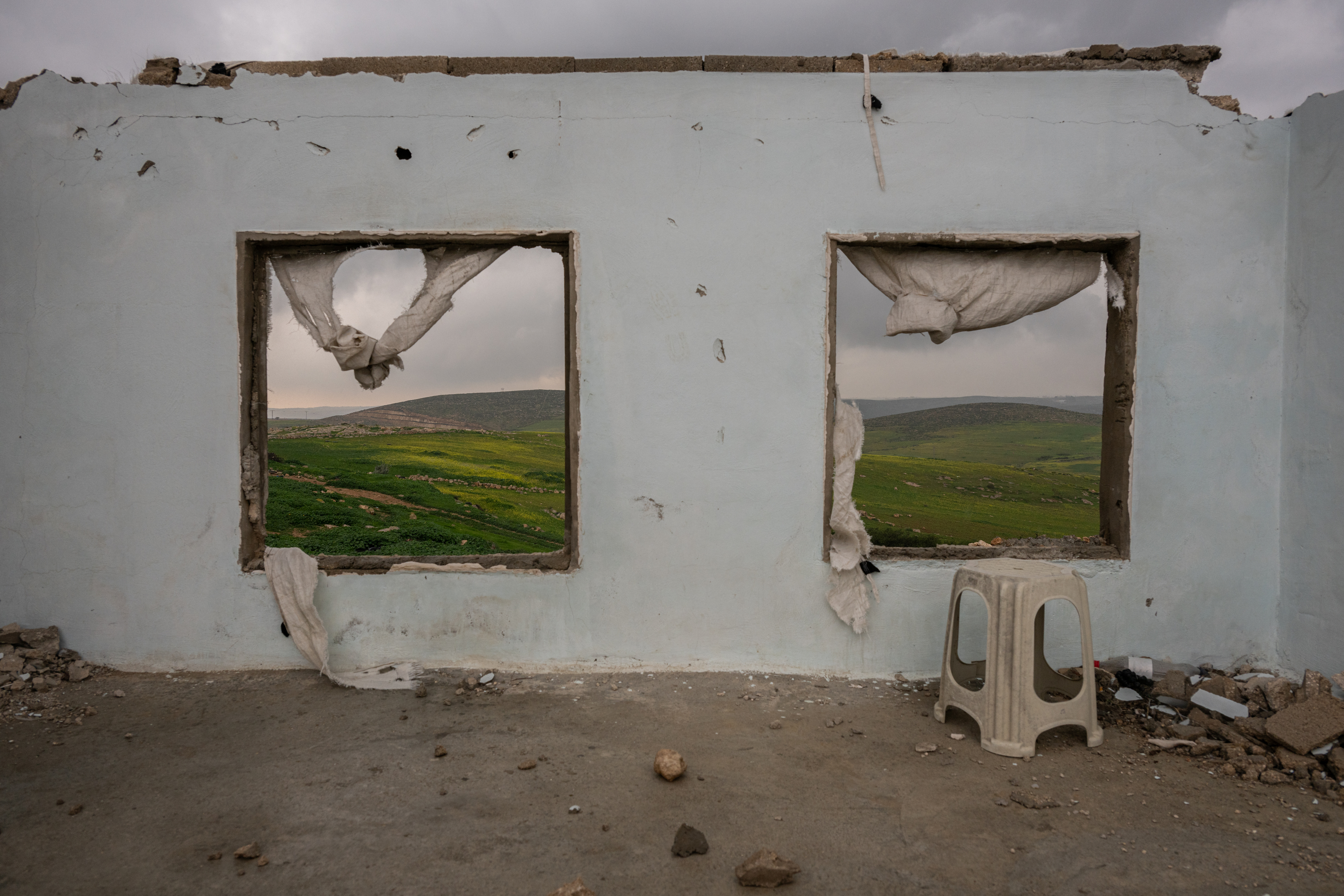 A structure destroyed by Israeli settlers in the abandoned Palestinian village of Zanuta in the occupied West Bank on Feb. 19.