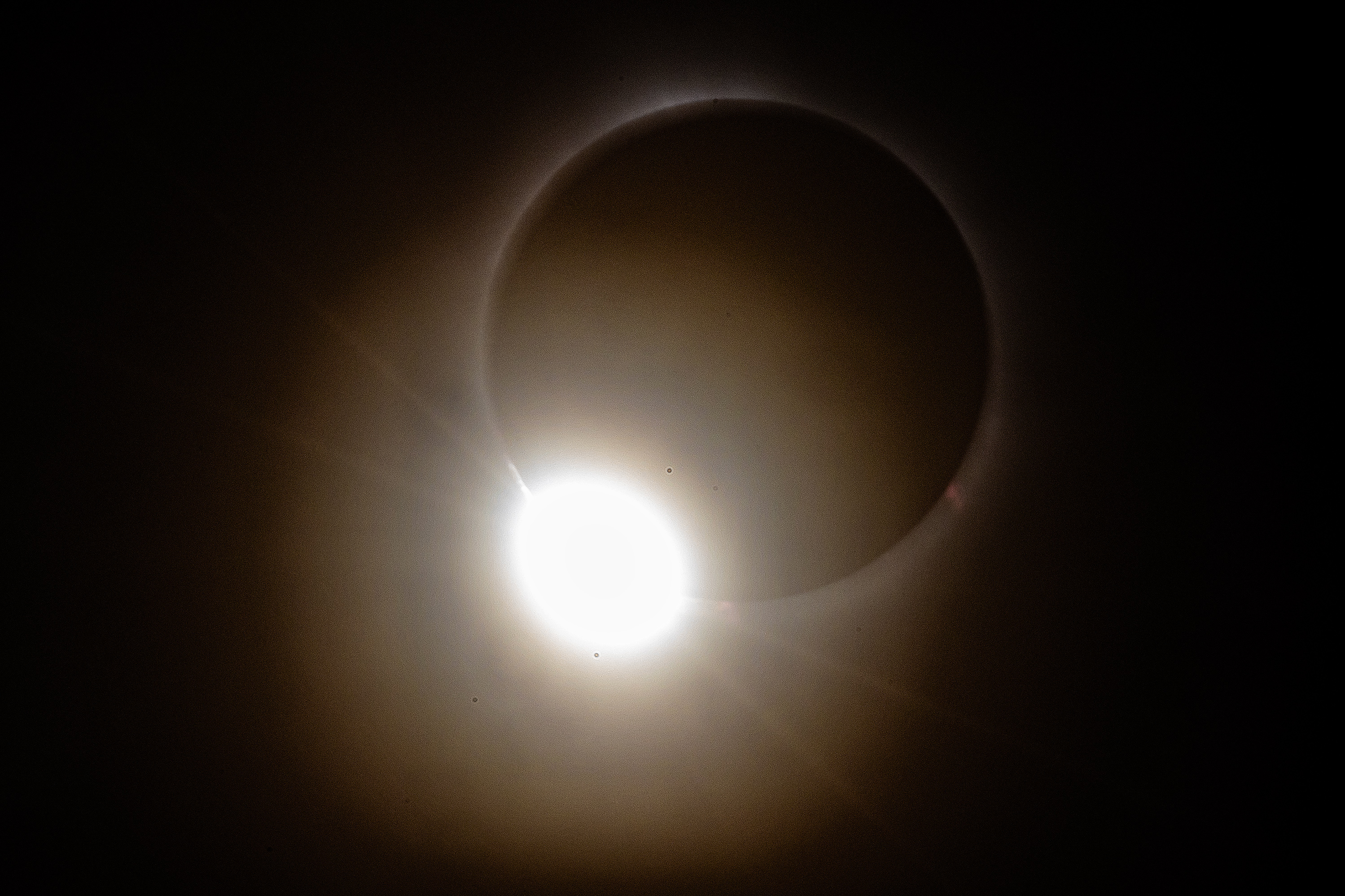 A Diamond Ring is seen as the moon moves away from the sun during the total solar eclipse as seen from Montpelier, Vermont.