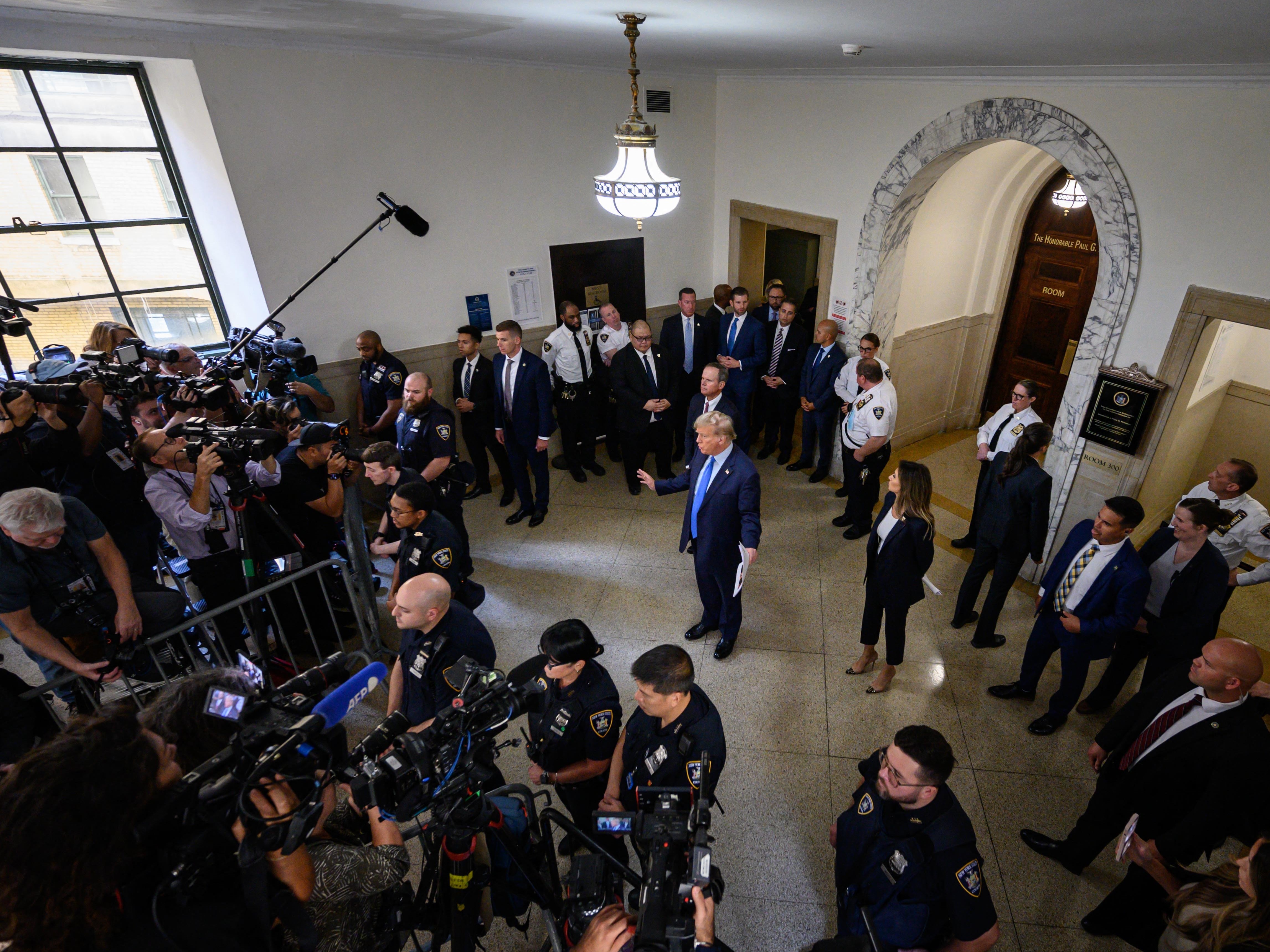 Former President Donald Trump appears in a New York court on Oct. 2, 2023, to face civil fraud charges, denouncing the case as a &quot;sham&quot; intended to torpedo his campaign to retake the White House. (AFP via Getty Images)