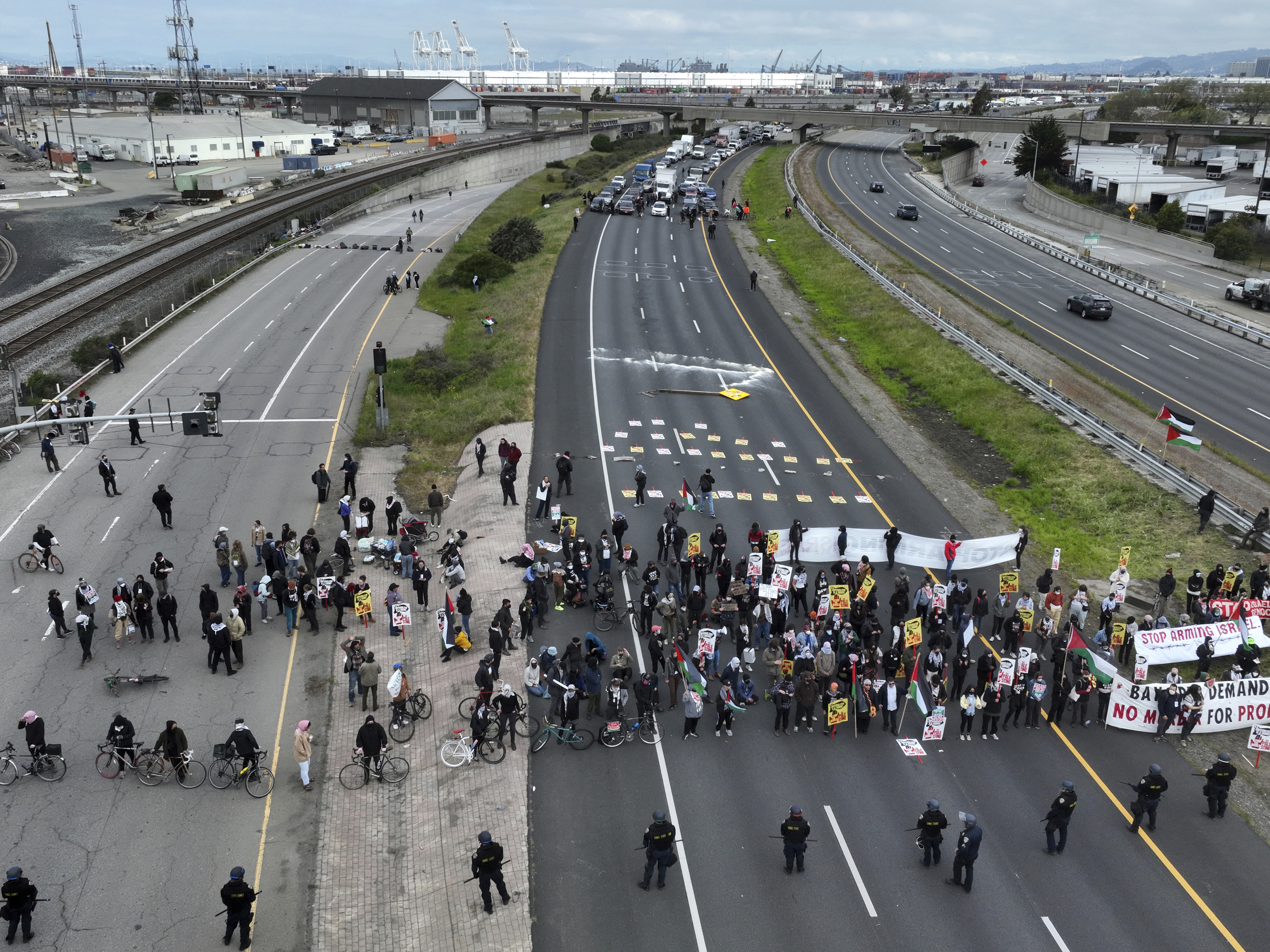 Pro-Palestinian demonstrators shut down airport highways and bridges in major cities