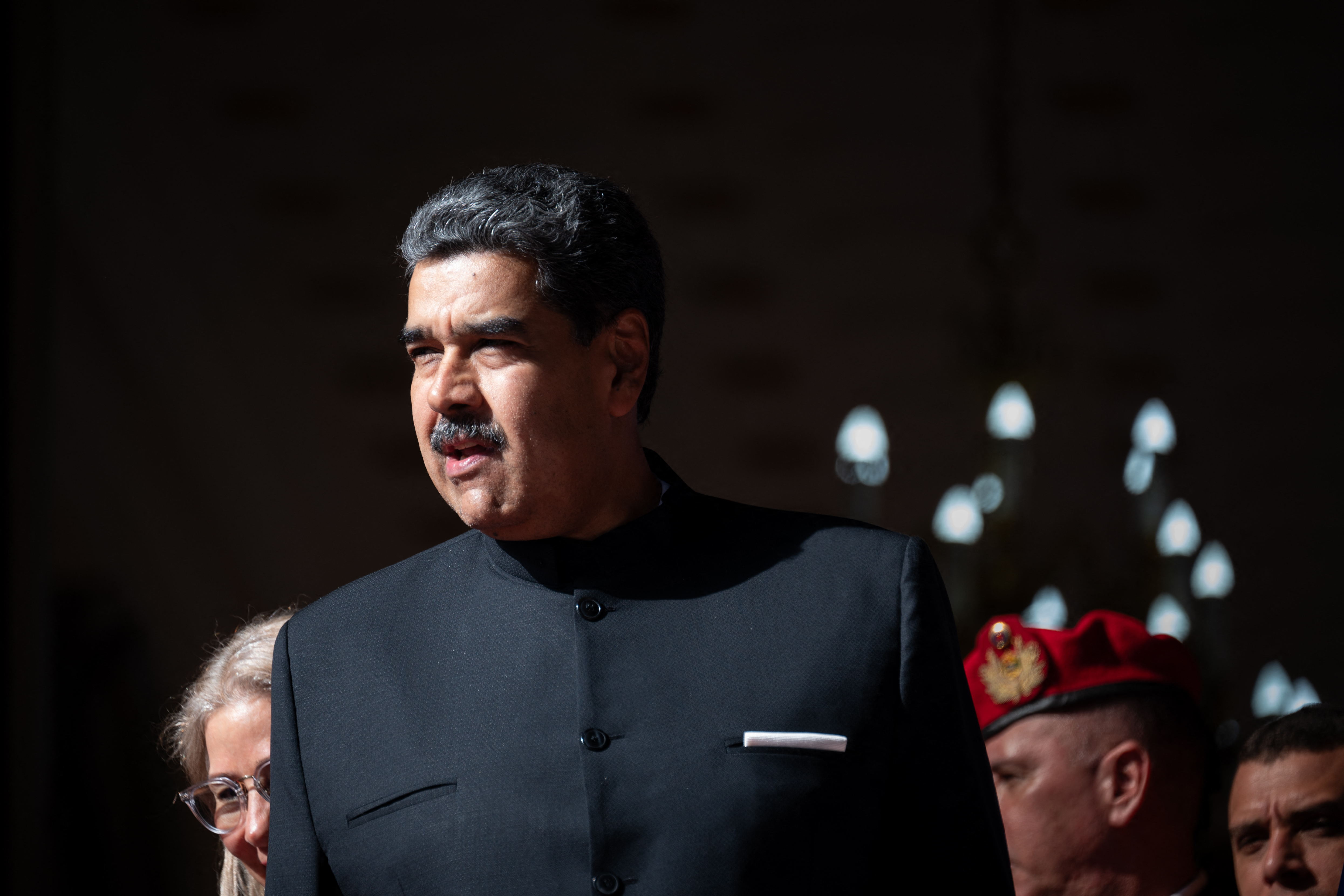 The U.S. renews oil sanctions on Venezuela citing a failure to allow fair elections 1 Venezuelan President Nicolás Maduro gestures after a meeting with Russian Foreign Minister Sergey Lavrov (out of frame) at the Miraflores Presidential Palace in Caracas, Venezuela, on Feb. 20.