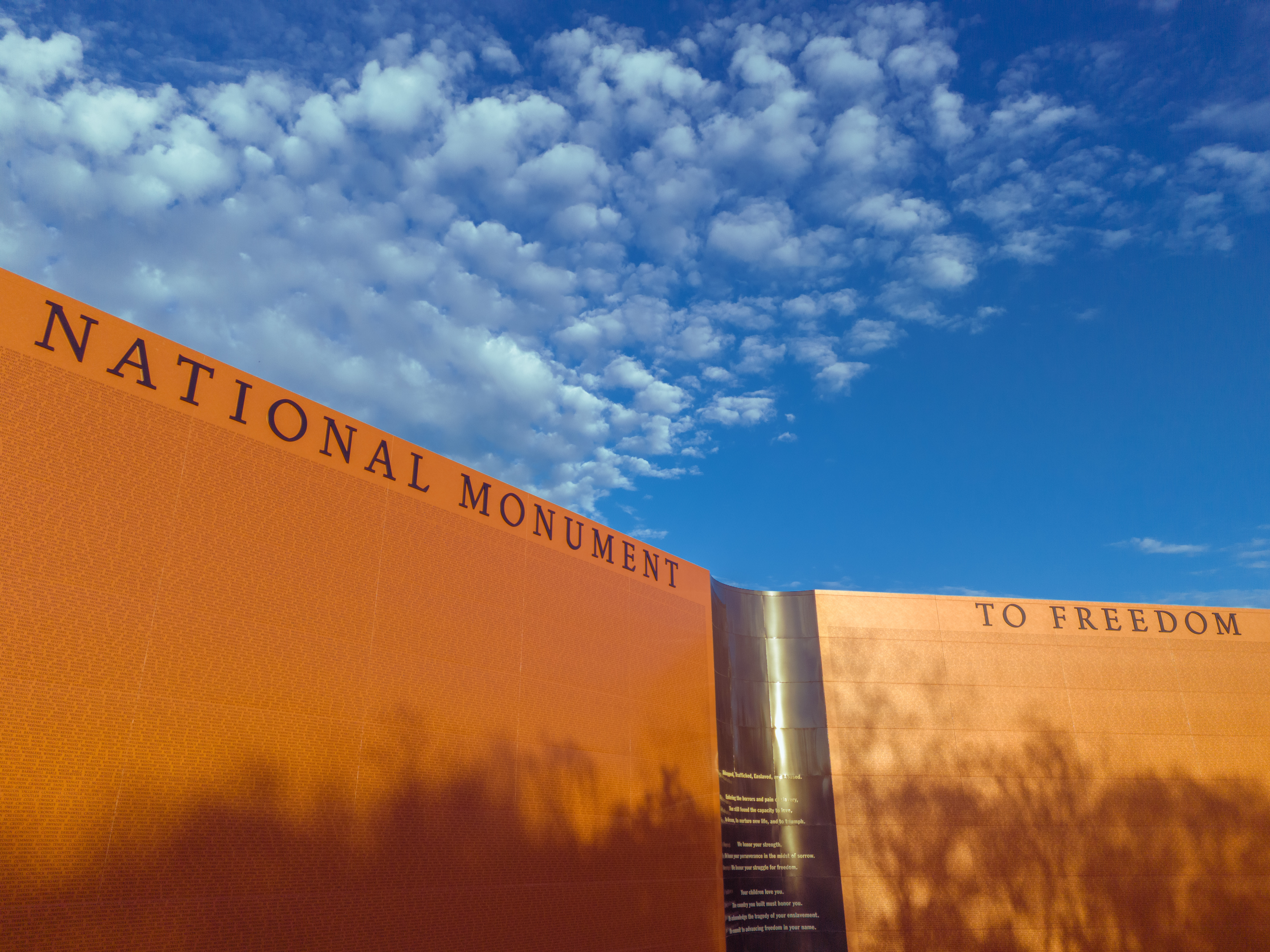 In the final section of the path is  the National Monument to Freedom which lists the surnames of those set free after emancipation.