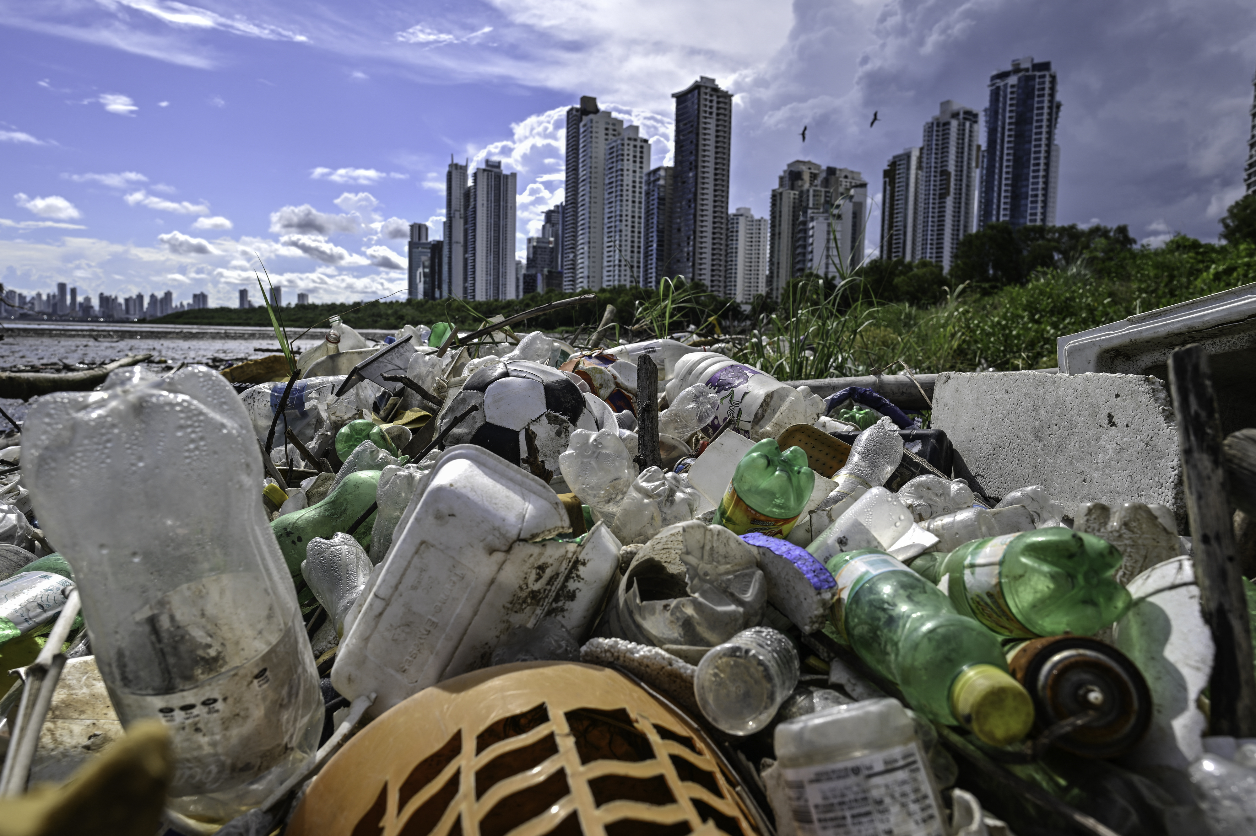 Plastic waste and garbage are seen at a beach in Panama. (AFP via Getty Images)