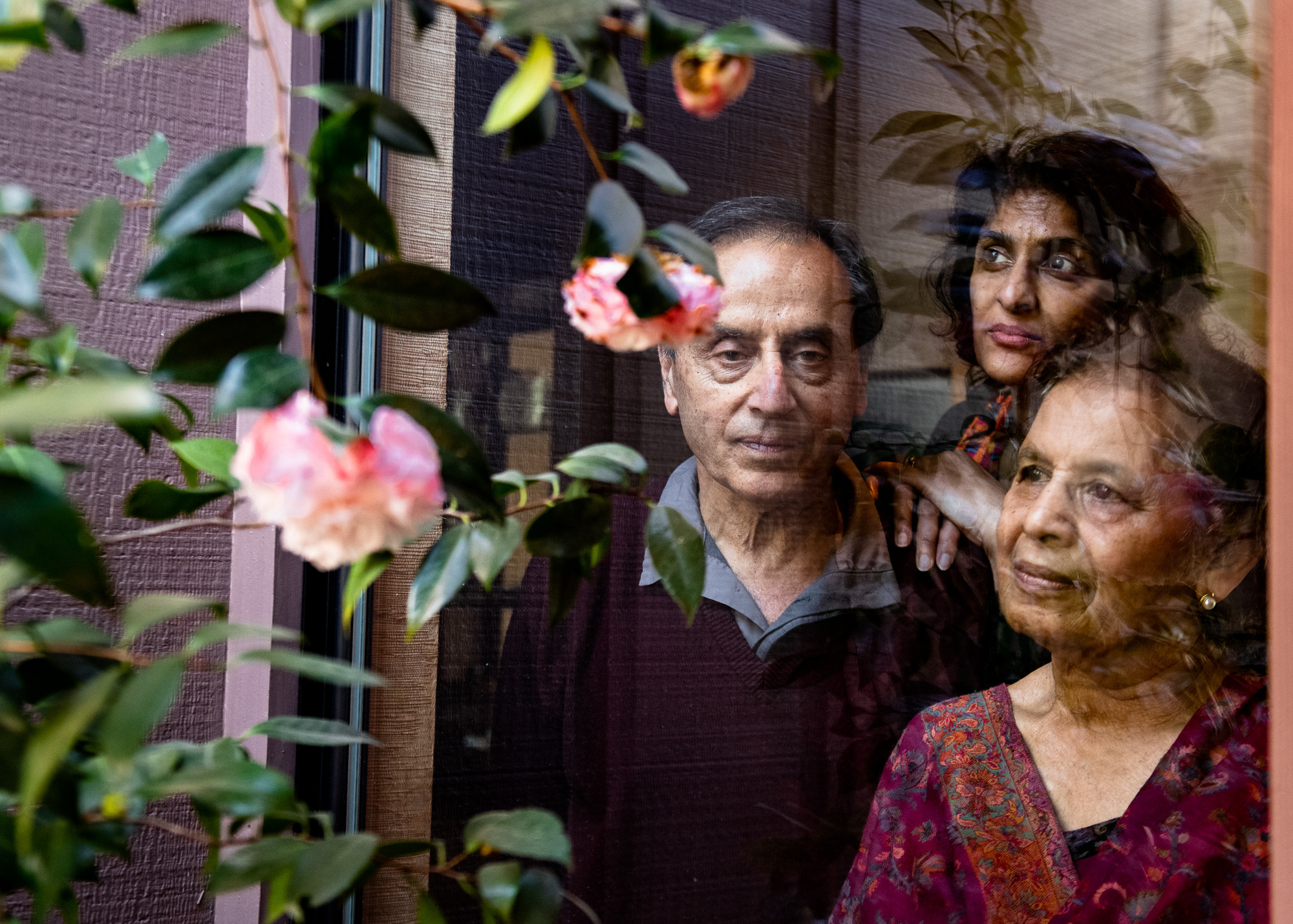 How the pandemic led this documentary photographer to make her work more collaborative 1 Hamida Bano (right) and her husband, Dr. Anil Chopra (left), with their daughter, Nasreen Chopra (center), in their Orinda, Calif., home in April 2020.