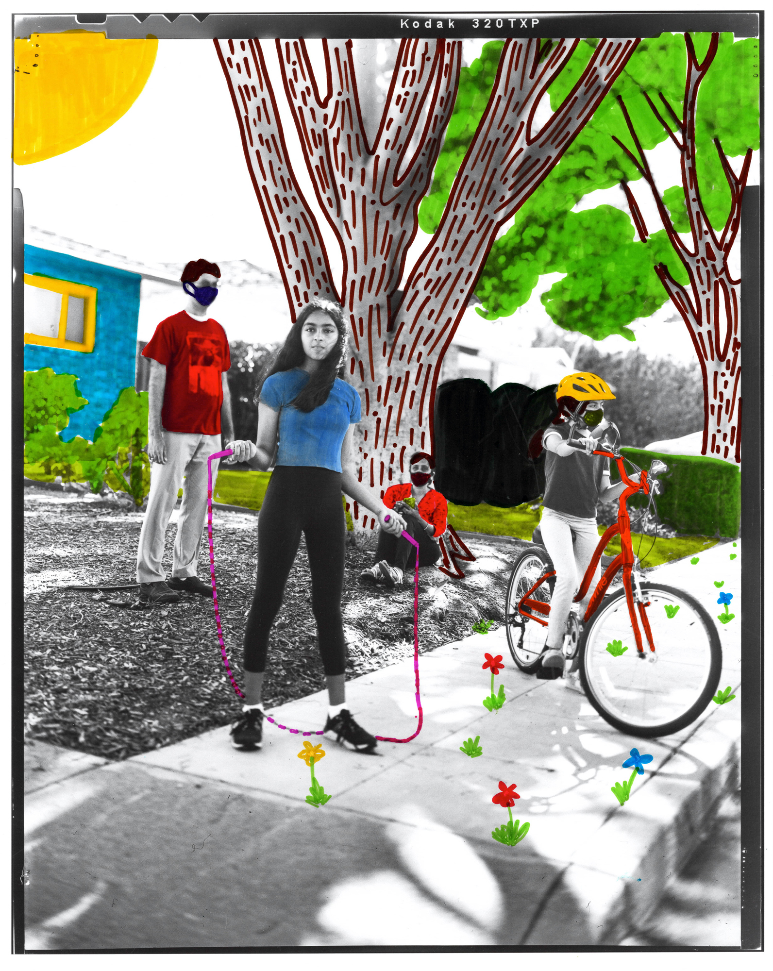 How the pandemic led this documentary photographer to make her work more collaborative 6 Shriya Manchanda (center left), who is a rising senior, with her sister Sanvitti (right), and parents Shruti (center right) and Alok Manchanda (left) in front of their home in Sunnyvale, Calif.