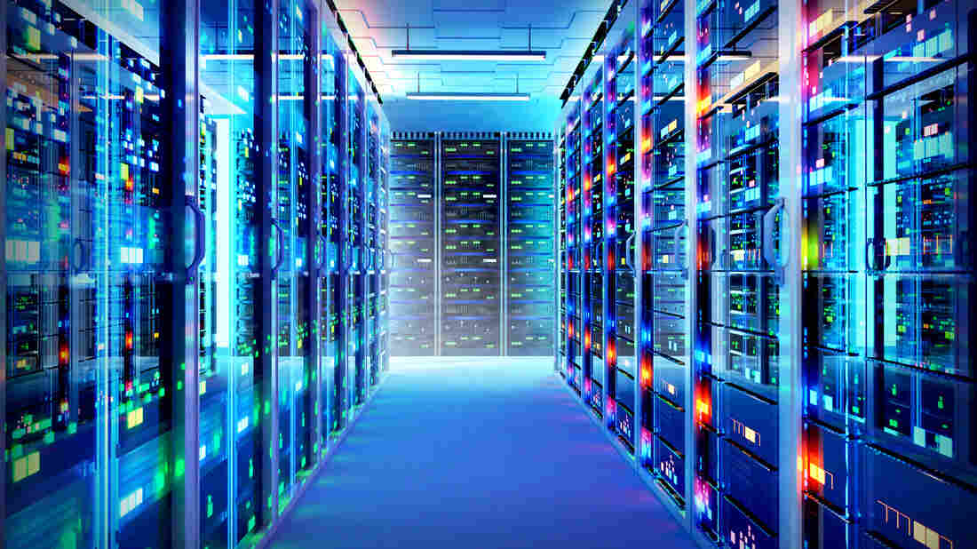 what is used to solve genetic problems Interior of big modern server room.