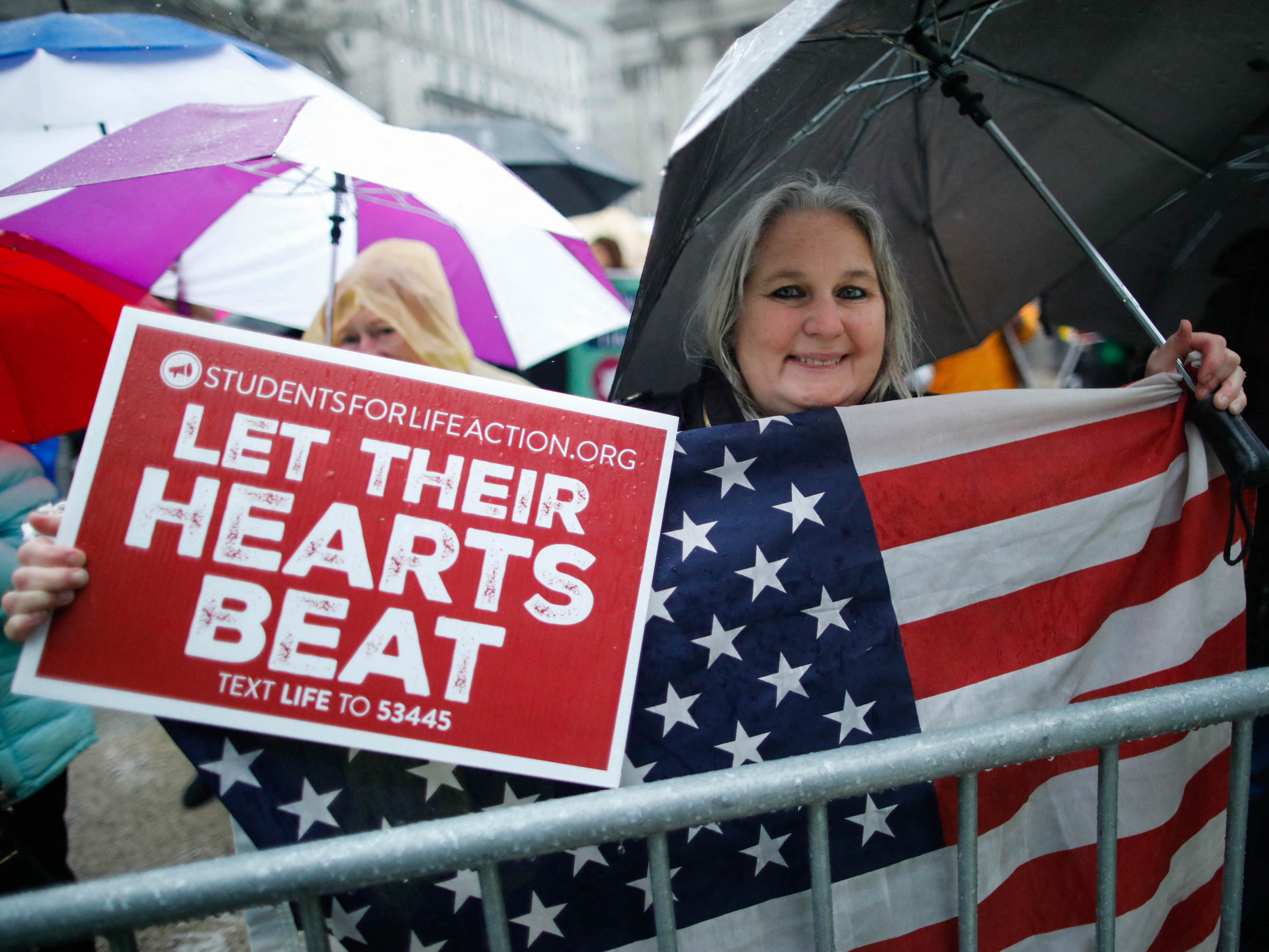 Abortion rights opponents demonstrate in New York City, on March 23. Some states' abortion bans are known as "heartbeat bills," because they make abortion illegal after cardiac activity starts, usually around six weeks of pregnancy.