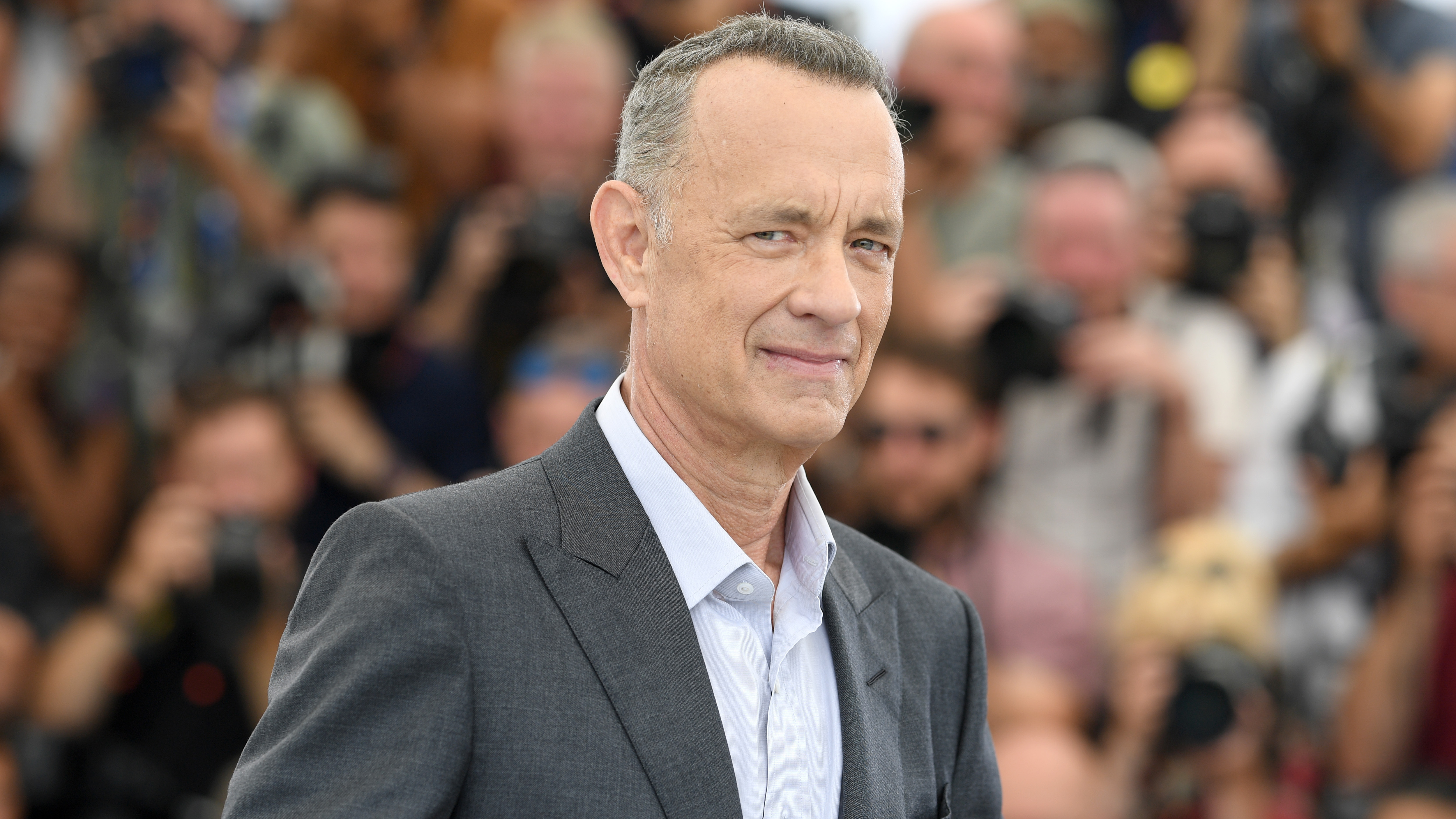 Tom Hanks attends the photocall for "Elvis" during the 75th annual Cannes film festival at Palais des Festivals on May 26, 2022 in Cannes, France.