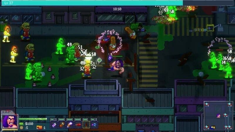 Screenshot of gameplay in "Beatdown City Survivors" (NuChallenger)