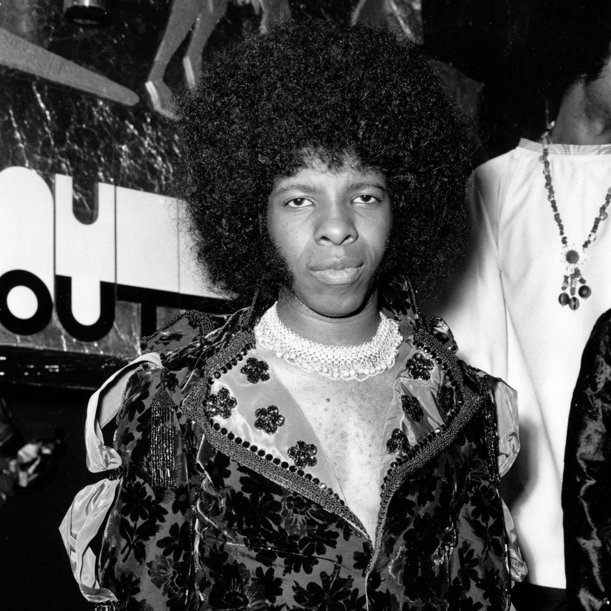 Singer Sylvester Stewart, better known as Sly Stone, leader of the popular American funk rock group Sly And The Family Stone, at the Hatchett's Club, Piccadilly, London.