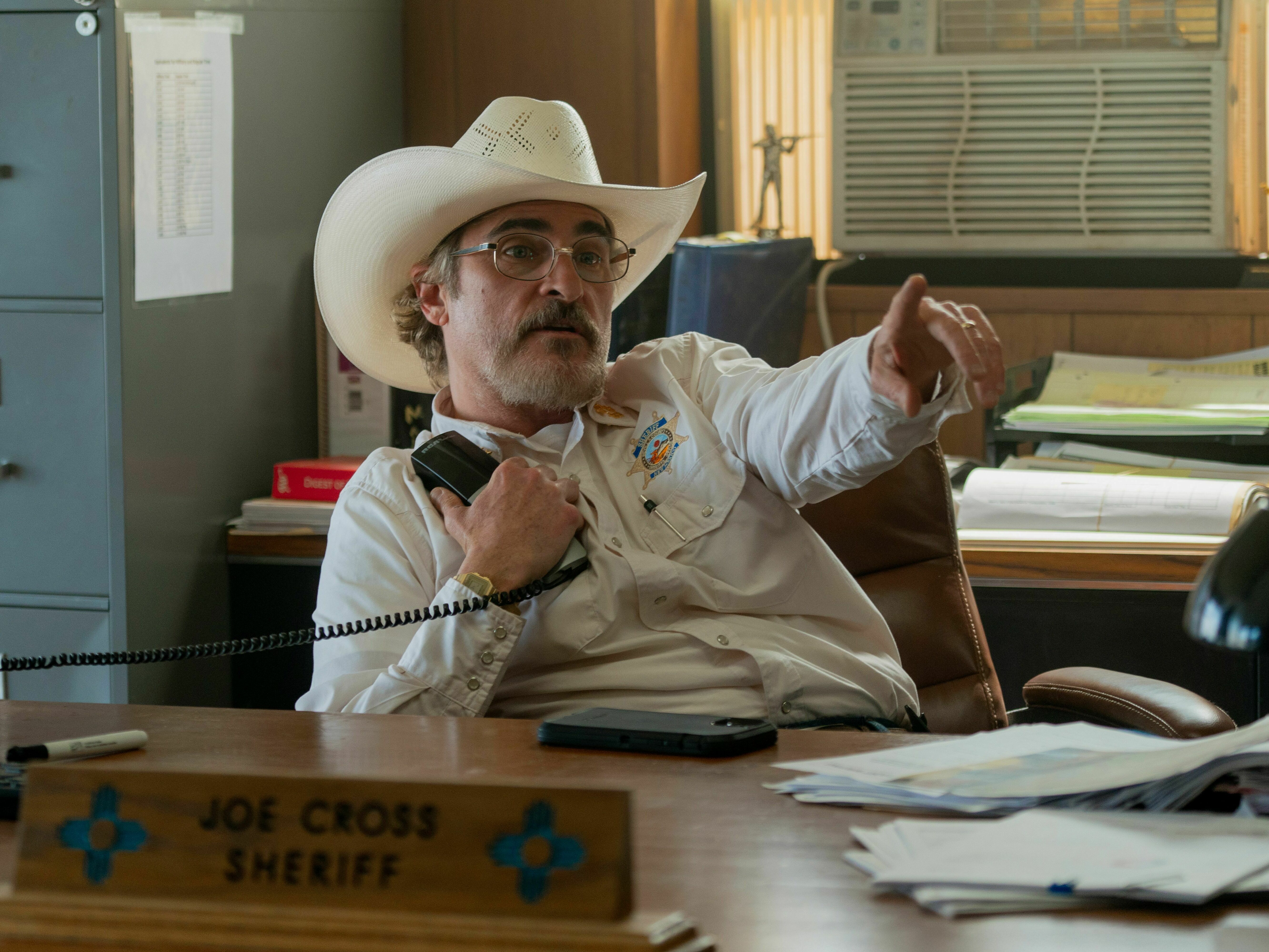 Joaquin Phoenix in <em>Eddington</em>.