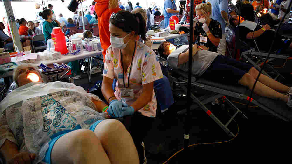 wide: Patients receiving dental care.