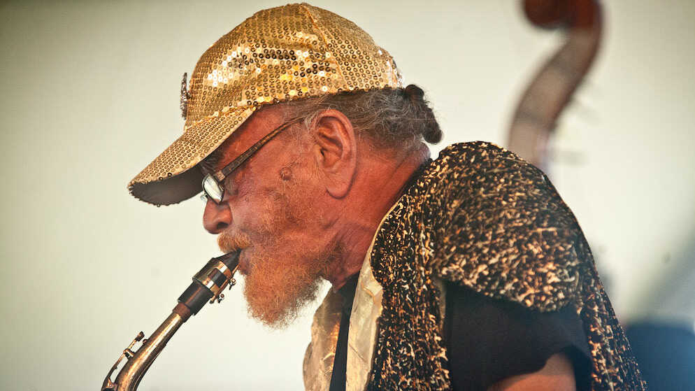 Marshall Allen performs at the CareFusion Newport Jazz Festival 2010.