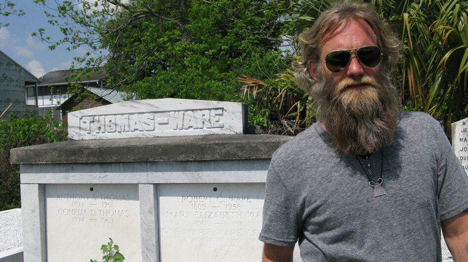 Osborne stands in St. Louis Cemetery #3, where he proposed to his wife, Sarah.