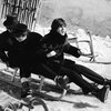 The Beatles on a toboggan in Austria in 1965.