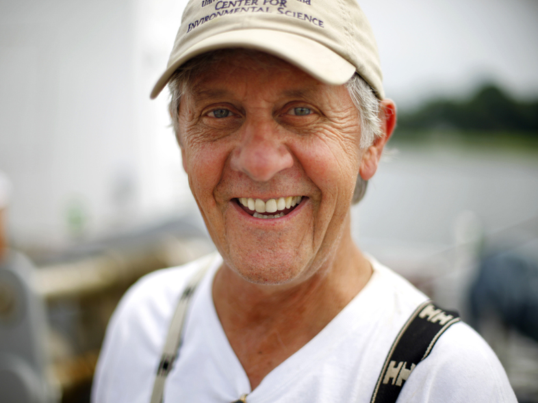 Marine scientist Walter Boynton of the University of Maryland Center for Environmental Science is studying mud, ooze, and other material from the Chesapeake Bay's bottom to find out what areas are healthy and where it's dying. (John Poole/NPR)