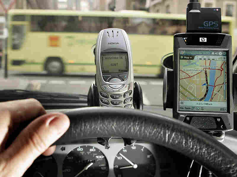 GPS on dashboard of car