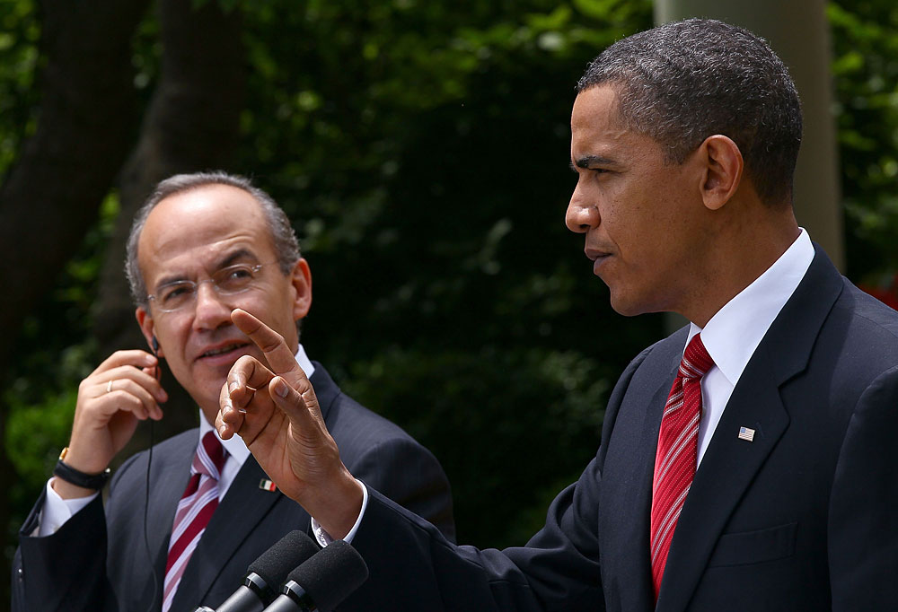 Mexican President Felipe Calderon met with President Obama on Wednesday at the White House. On Calderon's agenda: Mexico's increasingly violent drug war. (Getty Images)