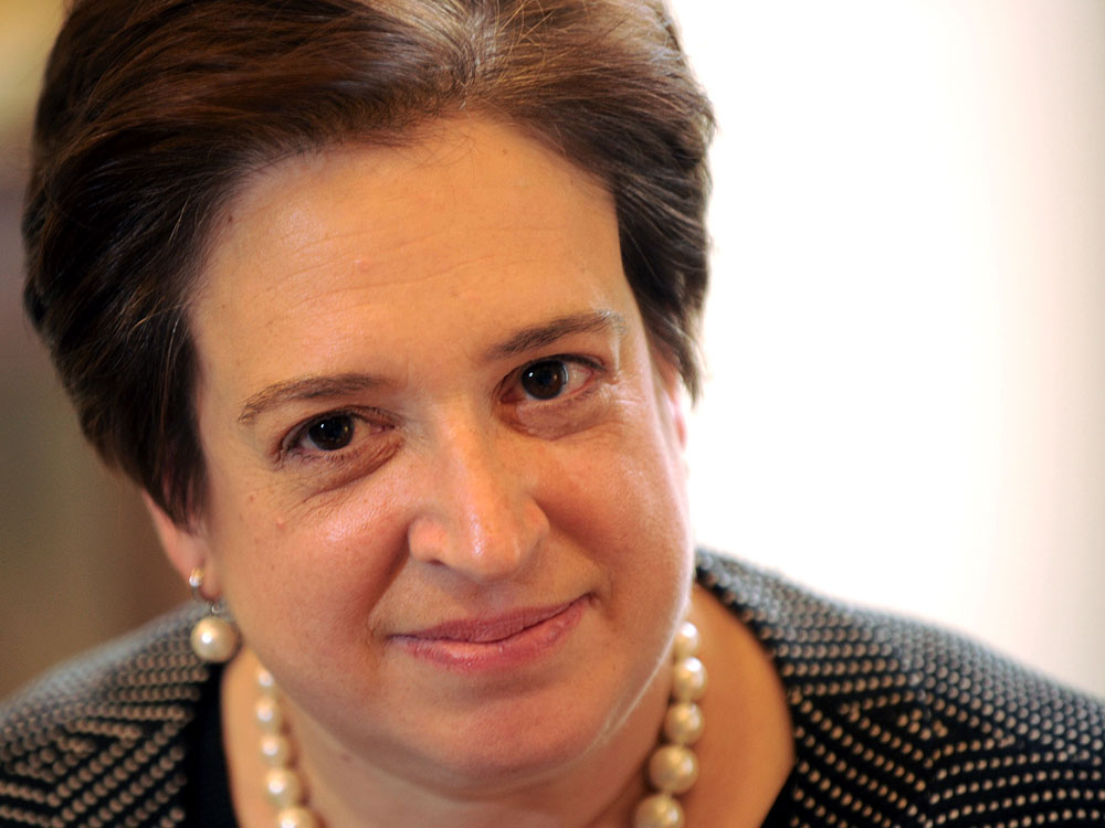 U.S. Supreme Court nominee Elena Kagan makes the rounds on Capitol Hill in May. While dean of Harvard Law School, she was a vocal critic of the military's &quot;don't ask, don't tell&quot; policy. (AFP/Getty Images)