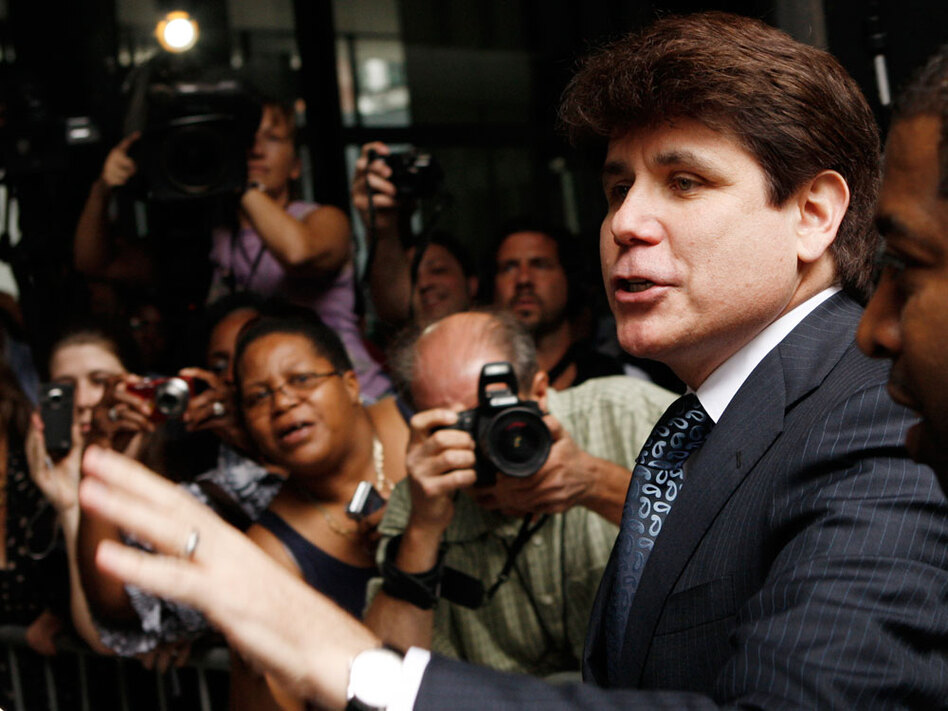Blagojevich as he arrived at the courthouse in Chicago on Tuesday. (John Gress/Getty Images)