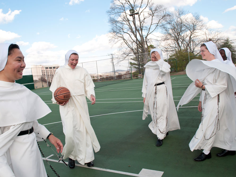 Nuns playing basketball