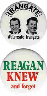 Two Ronald Reagan Irangate buttons.