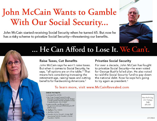 AFL-CIO Mailer Hits McCain On Wealth, Fancy Shoes : Secret Money Project :  NPR