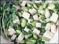 Fava bean and pecorino salad