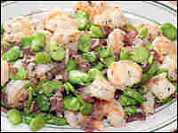 Shrimp and fava beans with thyme