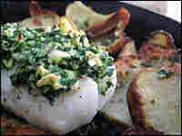 Roast Cod Fillets with Potatoes, Garlic and Olive Oil