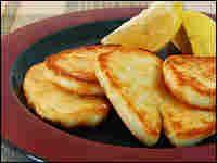 Slices of saganaki with a bit of lemon